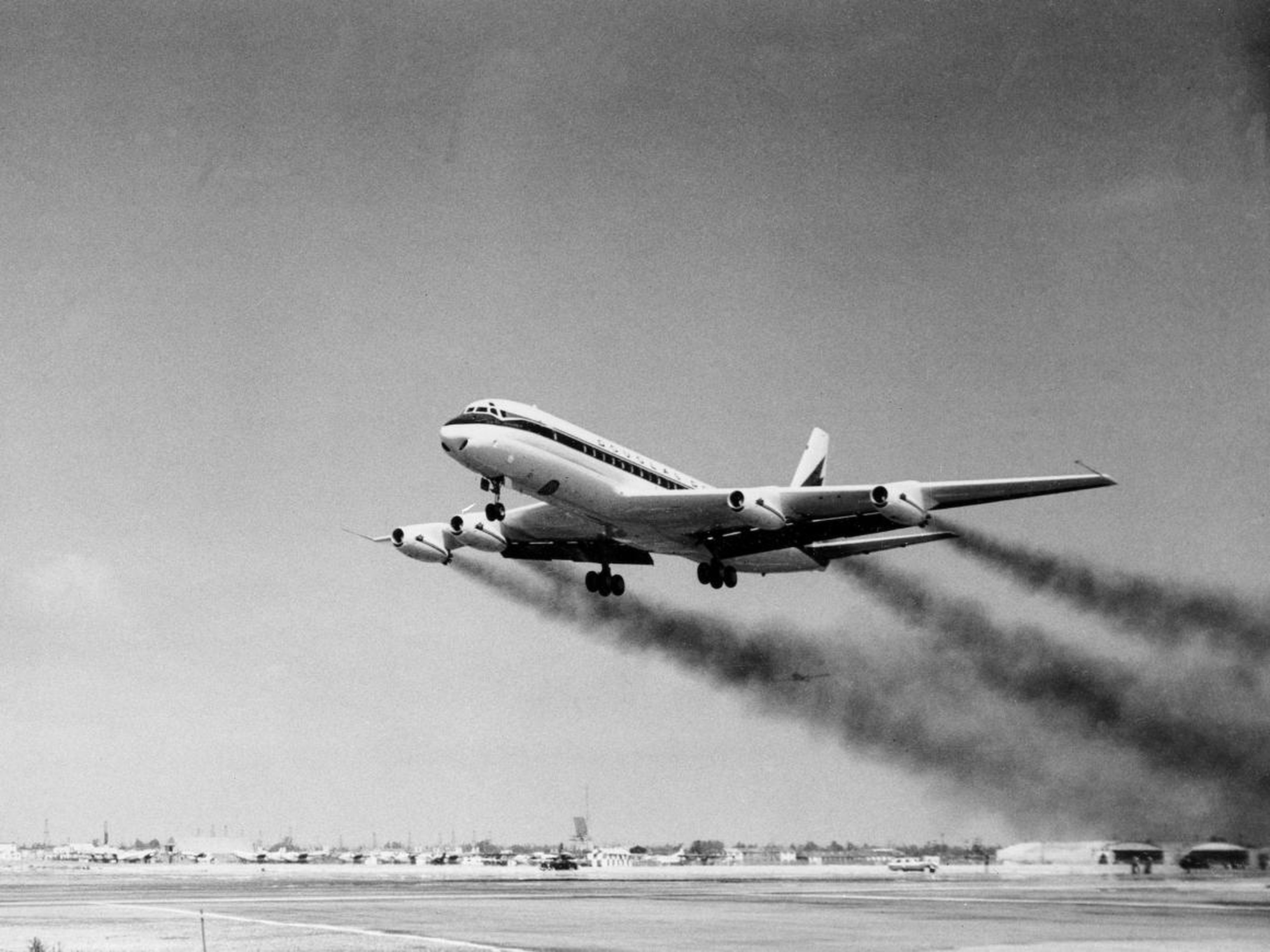 ... the Douglas DC-8 as the jet-powered workhorses of the airline industry. The jetliners of the era, while not quite as refined as today's aircraft, were faster and smoother than their propeller-powered contemporaries.