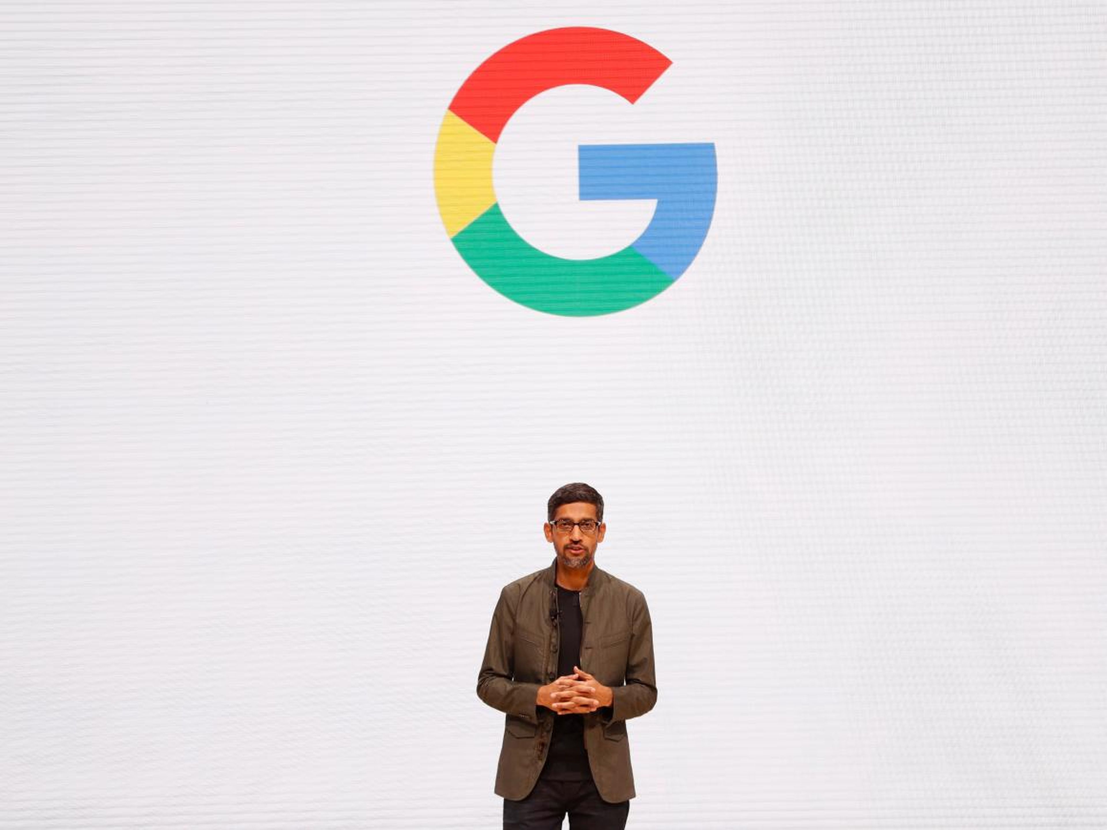 Google CEO Sundar Pichai speaks during the Google keynote address at the Game Developers Conference in San Francisco.