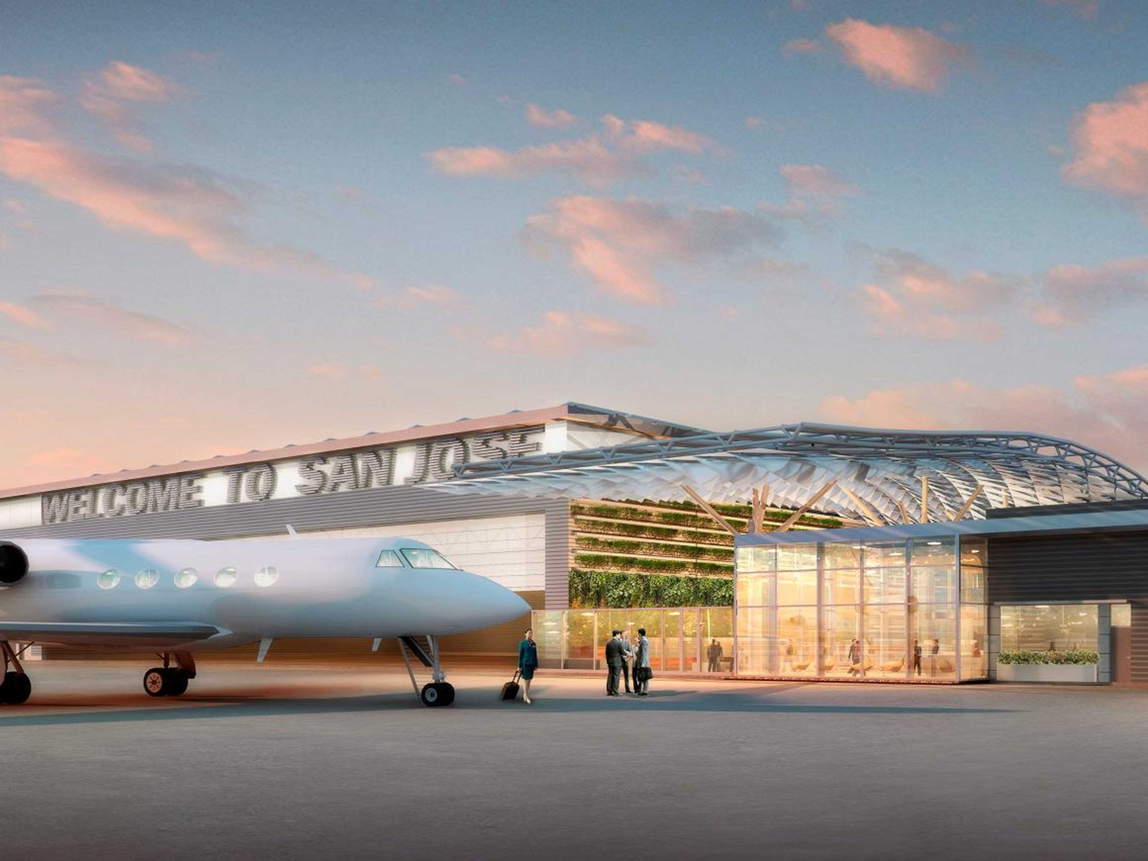 A rendering of the terminal at San Jose International Airport.