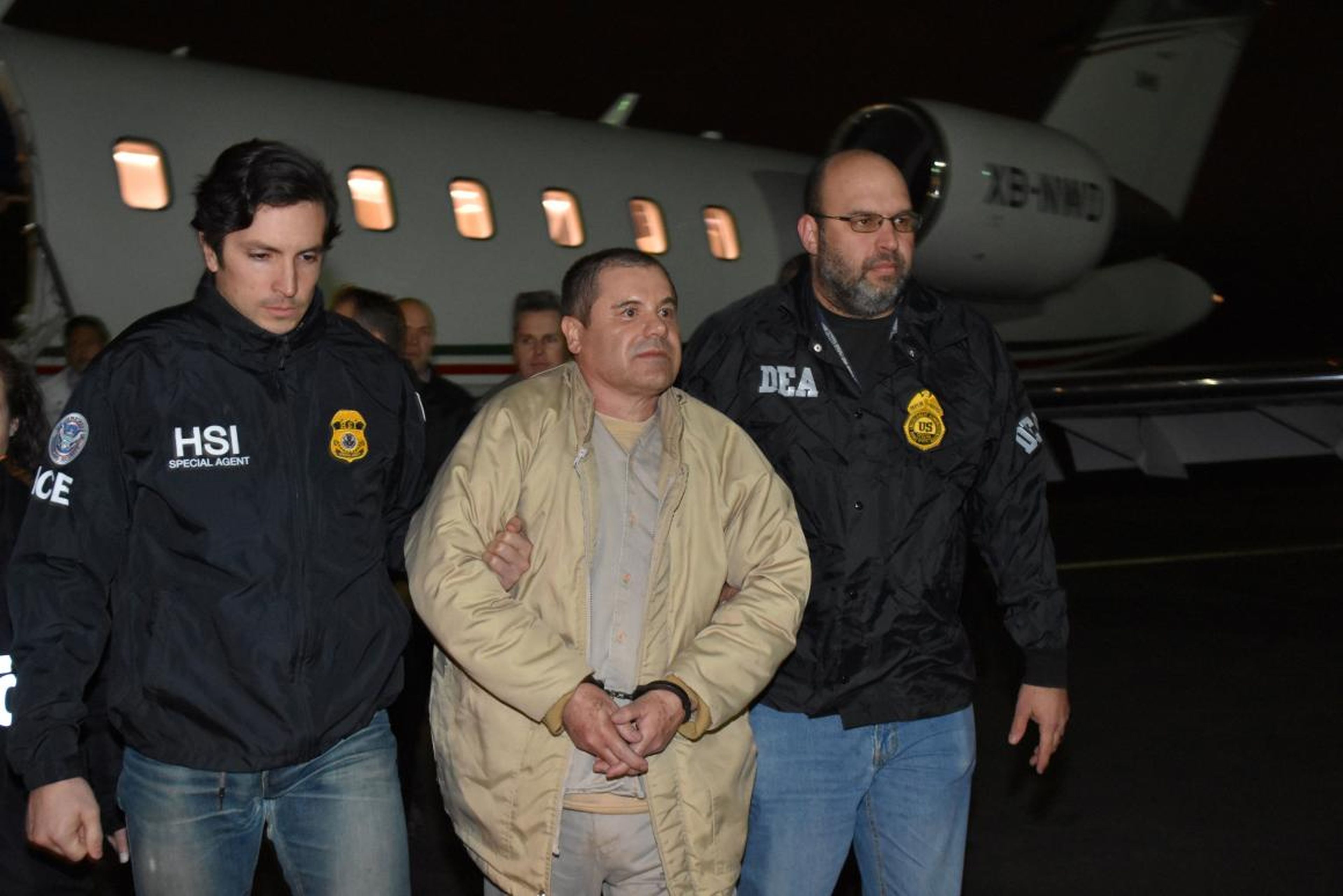 Guzman arrives at Long Island MacArthur Airport in New York after his extradition.