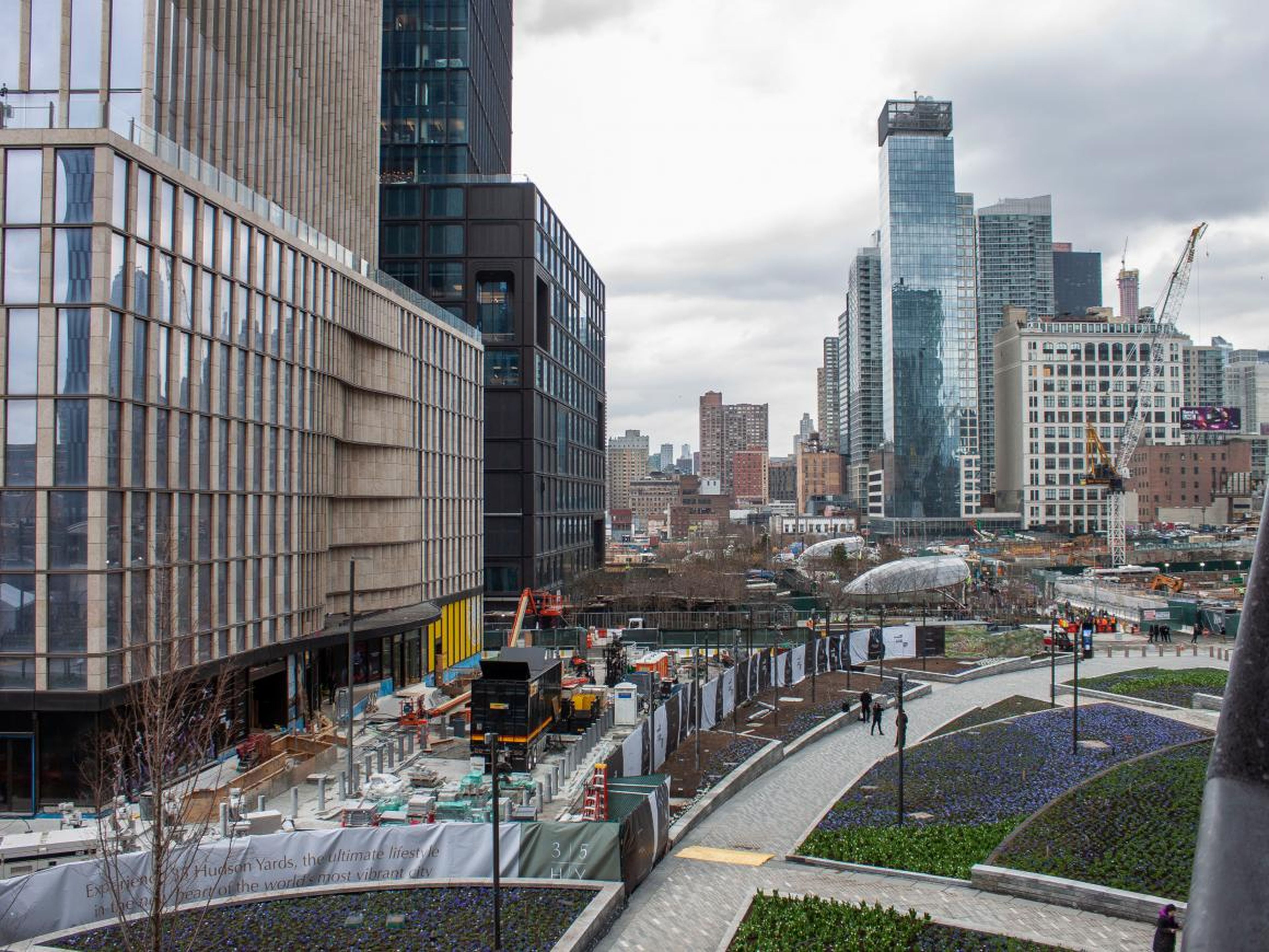 Looking north, you can see that some parts of Hudson Yards are still construction zones.