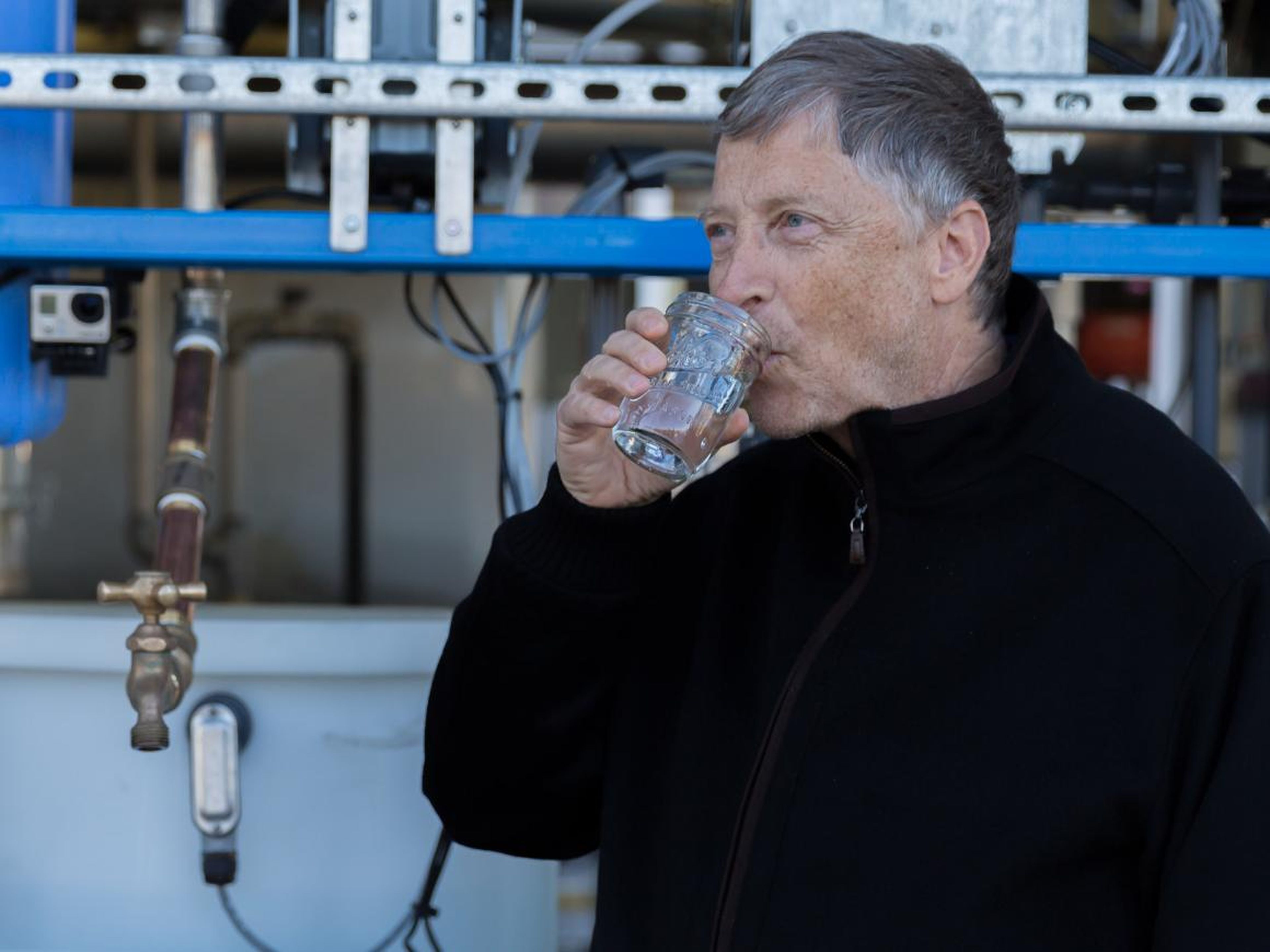Bill Gates drinking human waste water that's been purified — not Diet Coke.