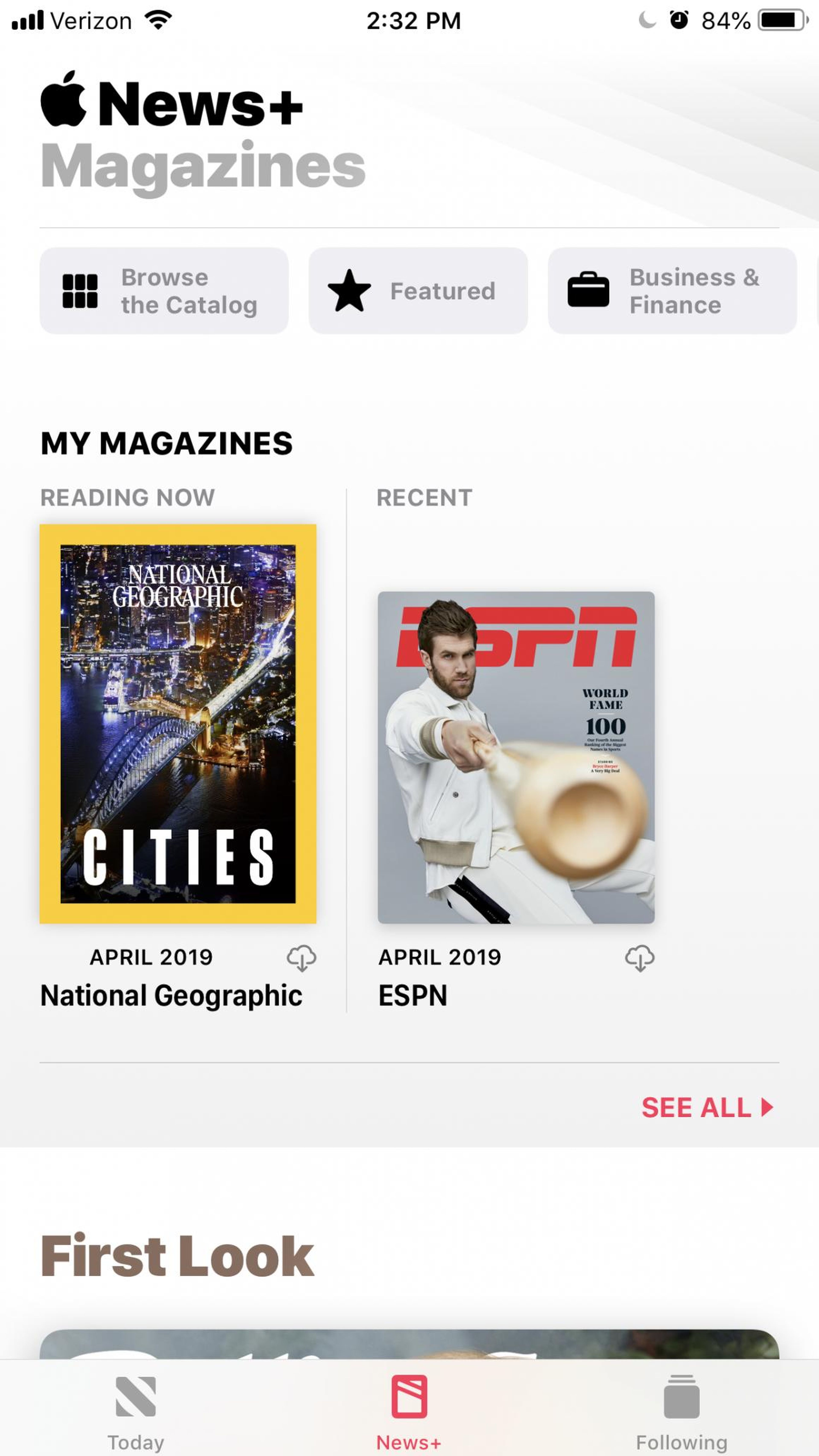 The "My Magazines" section of the app highlights the issue you were reading most recently.
