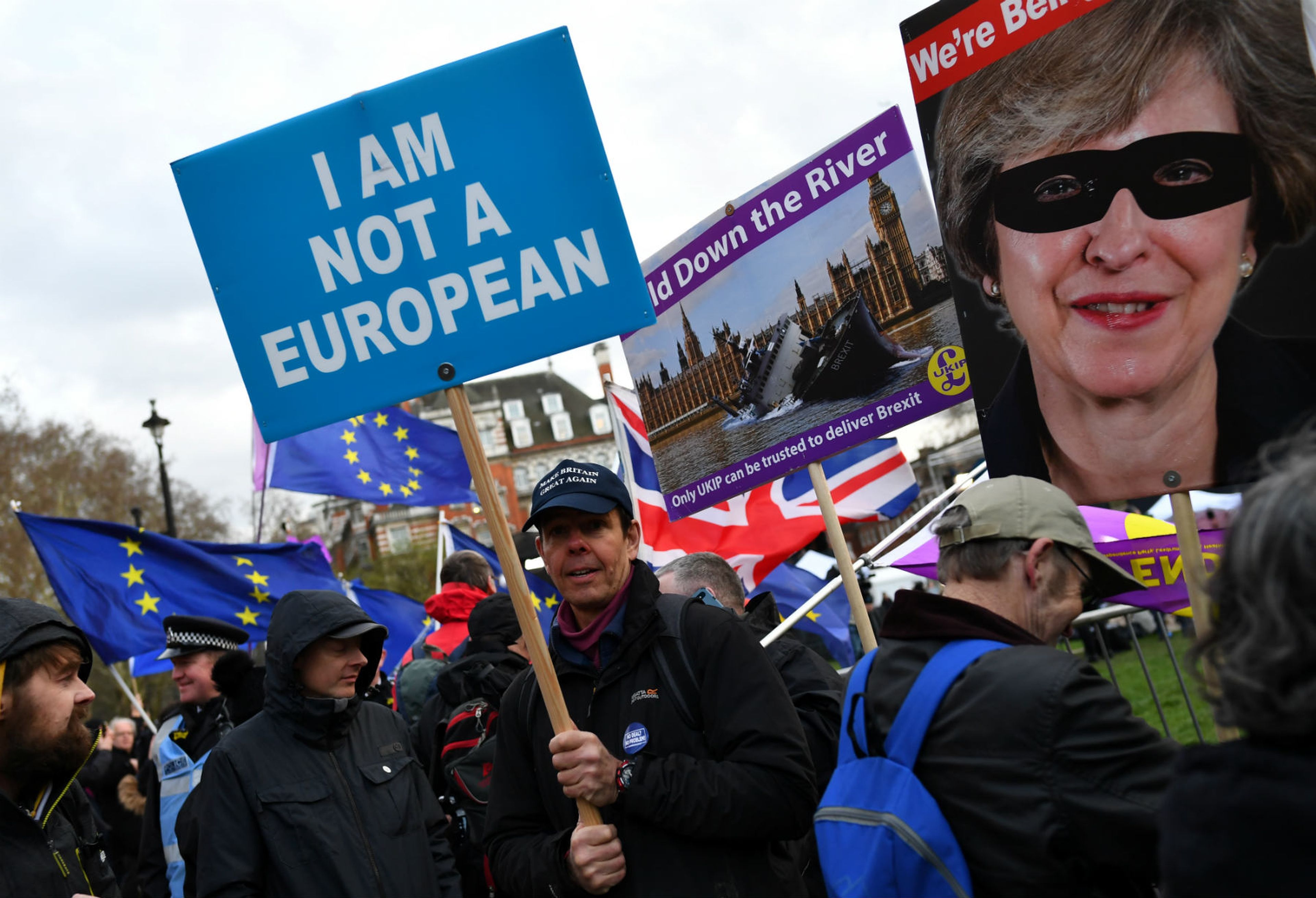 Un manifestante en una protesta pro Brexit en Londres.