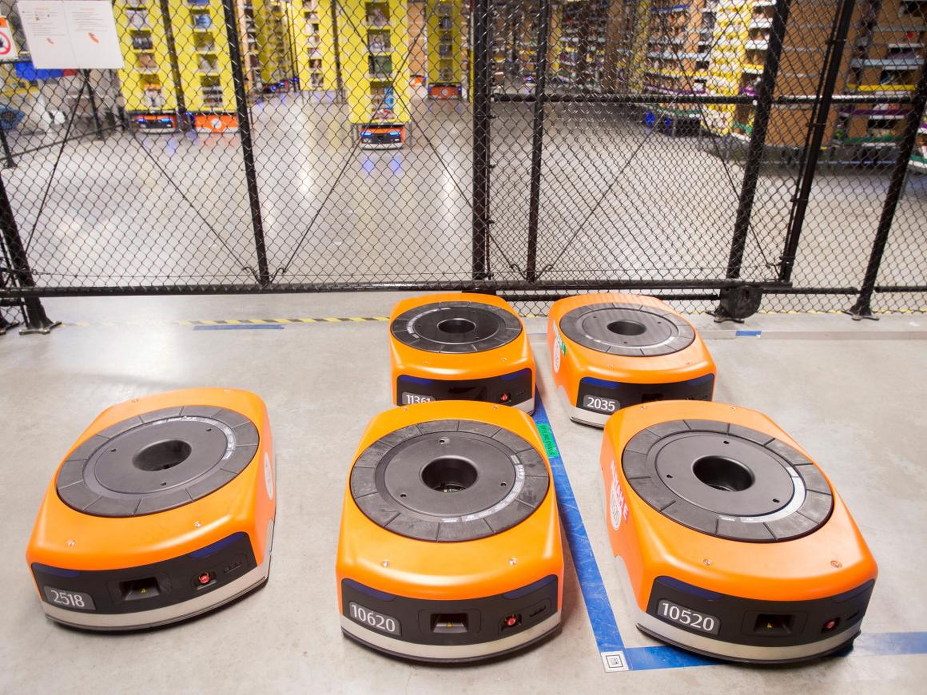 Robots in Amazon's warehouses.