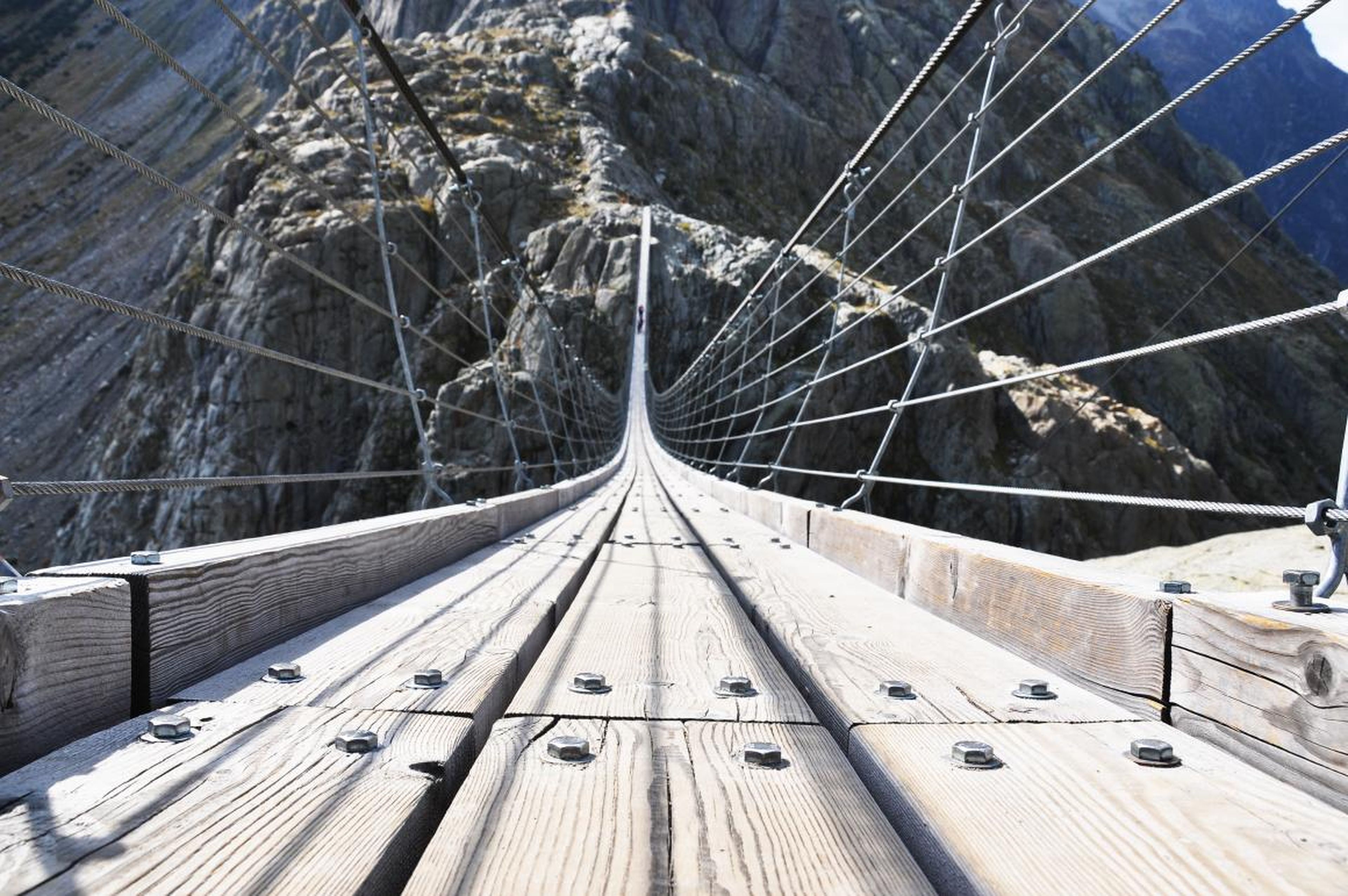 The Trift Bridge in Switzerland is 330 feet high.