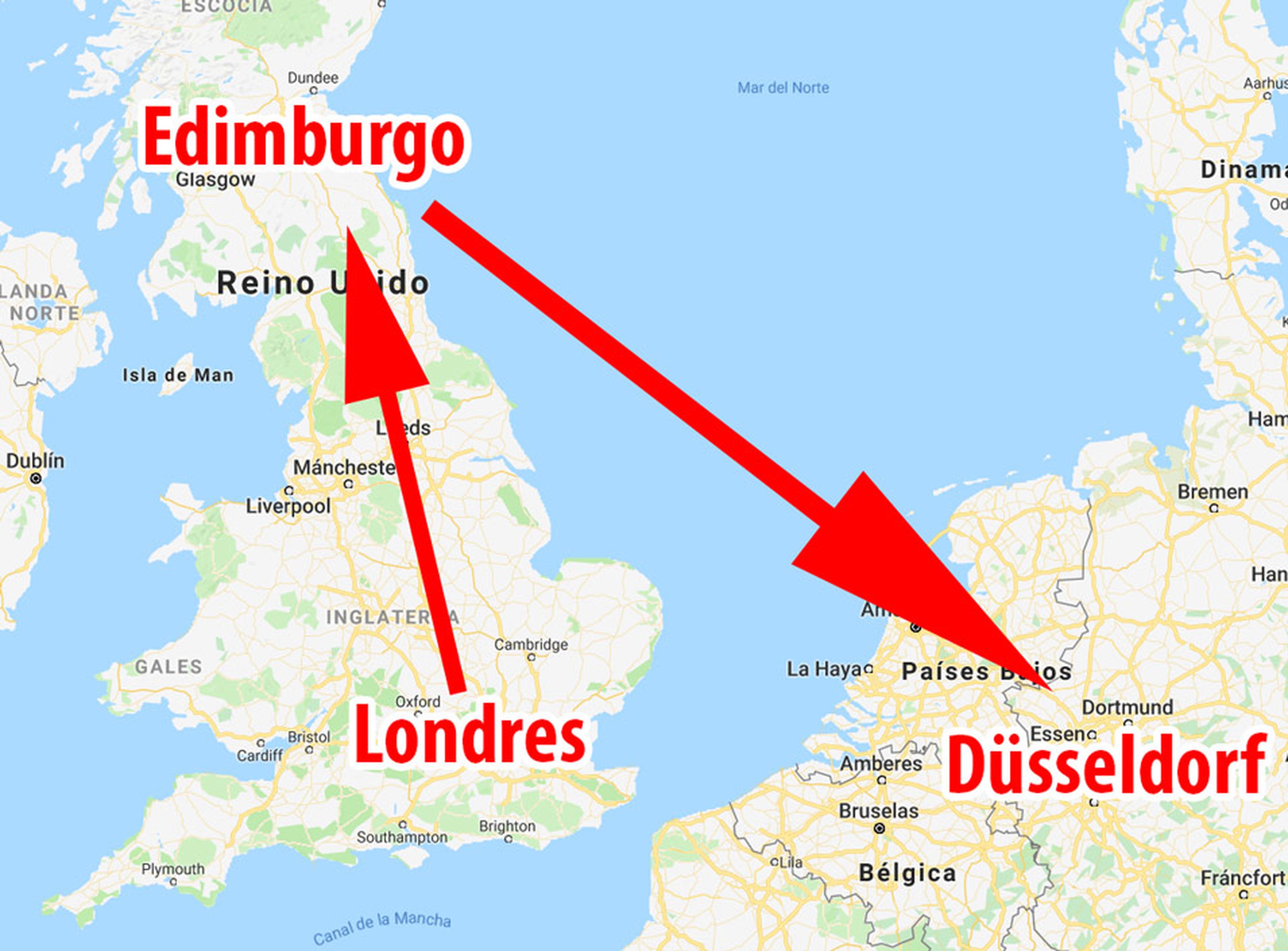 El vuelo que despegó de Londres debía aterrizar en Dusseldorf, pero en su lugar acabo pisando tierra en Edimburgo.