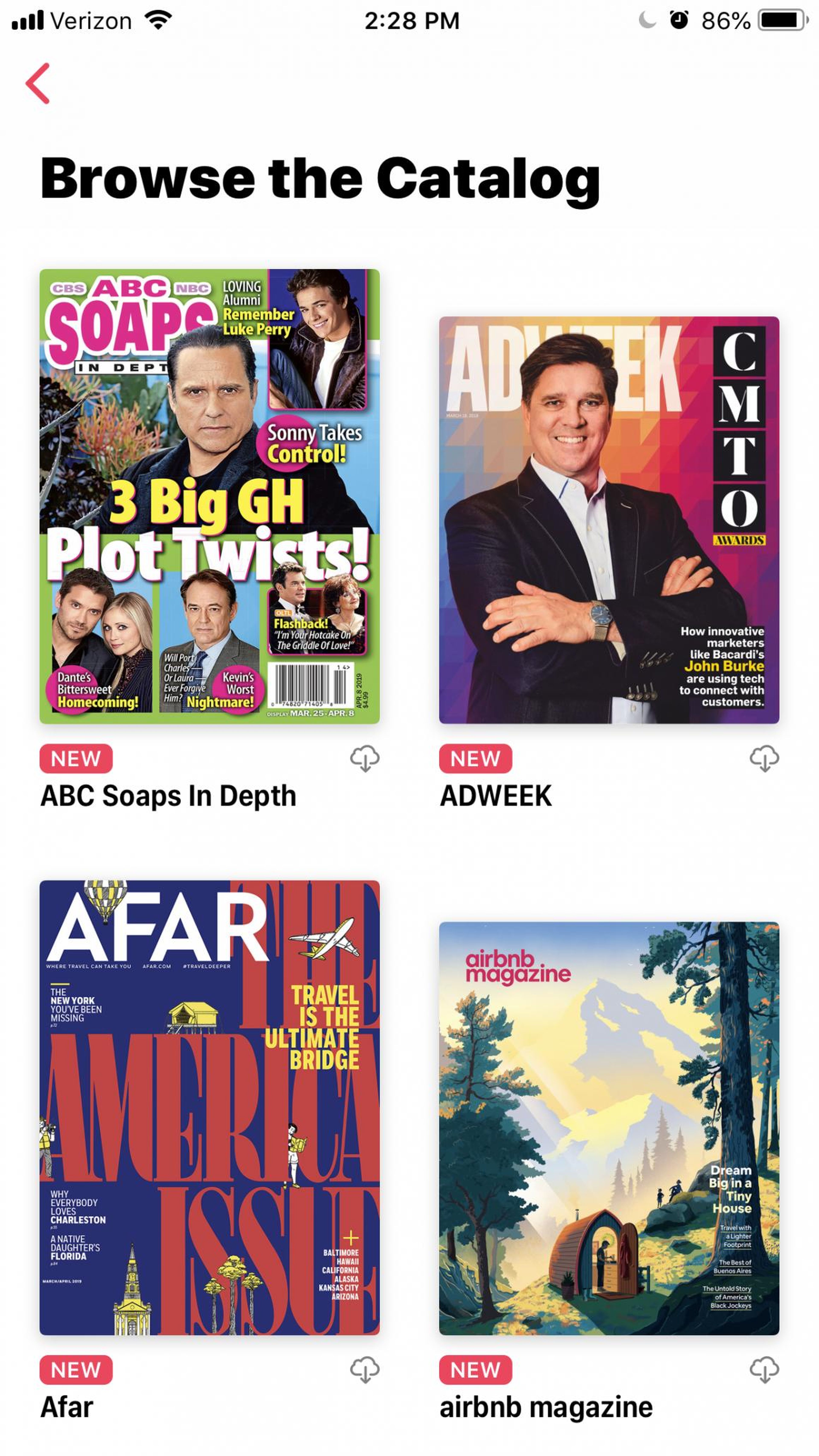 You can browse the app's catalog of more than 300 magazines alphabetically.