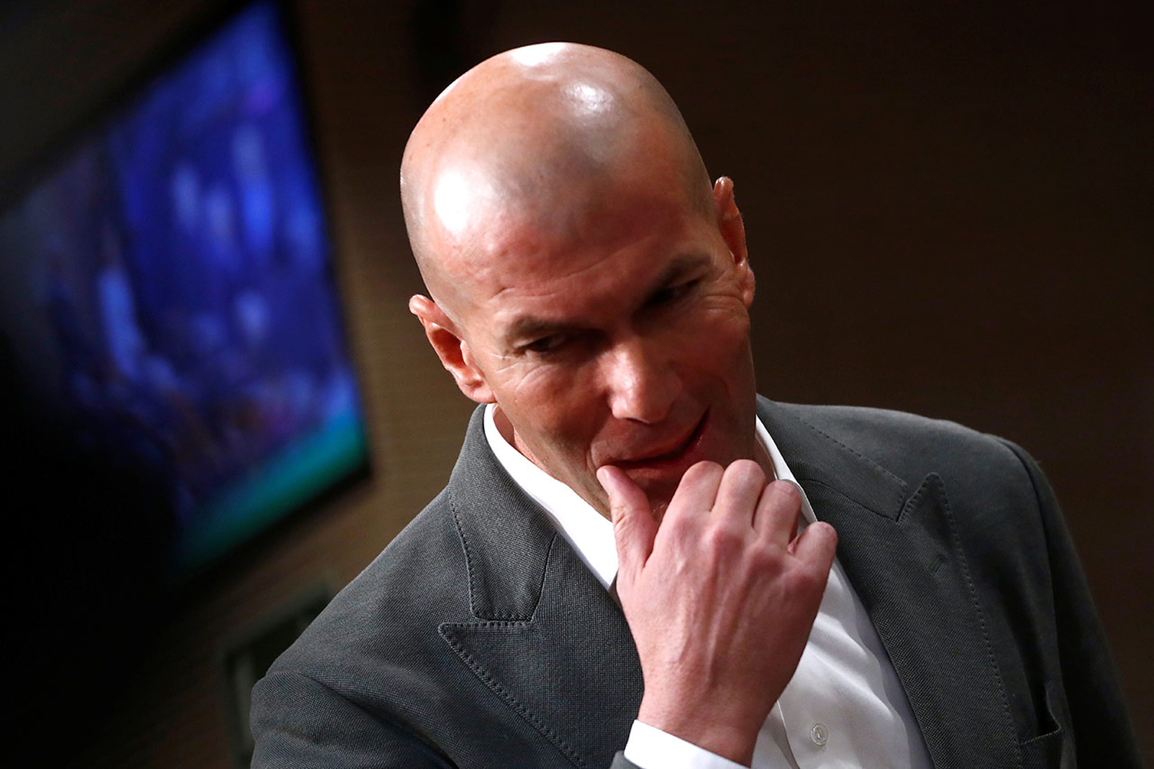 Zinedine Zidane, durante su rueda de prensa de presentación como entrenador del Real Madrid.