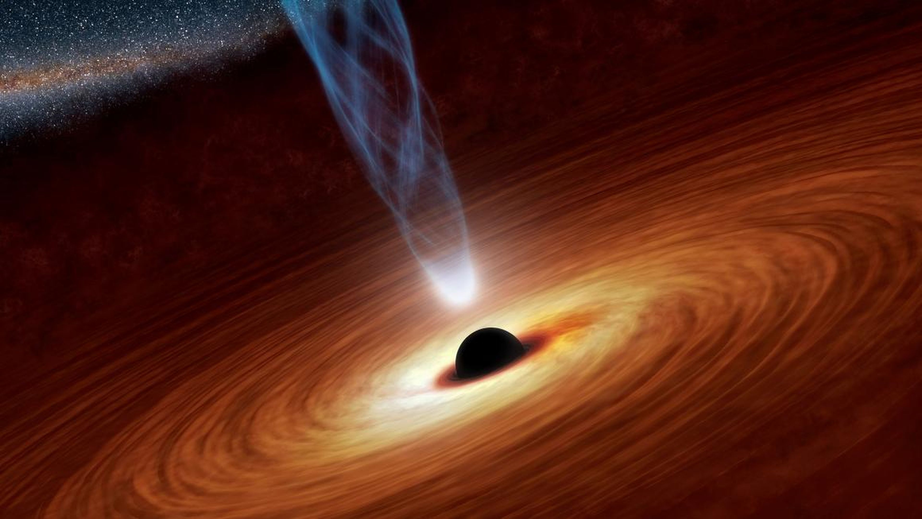 A rendering of a black hole.