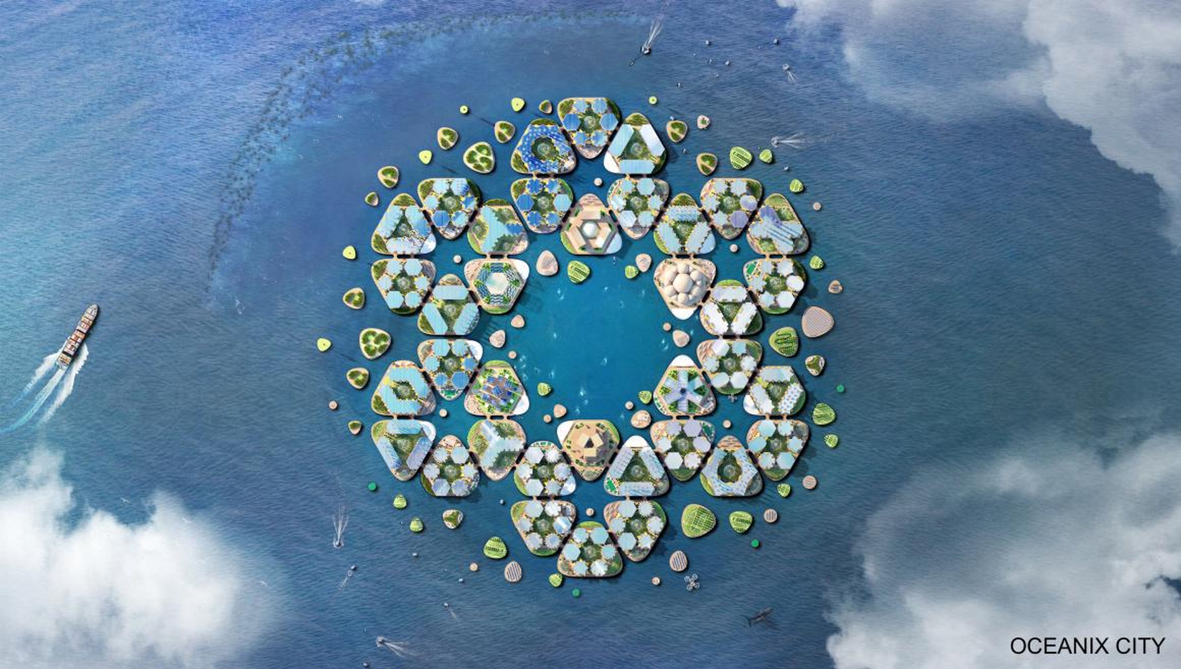 The city would essentially be a collection of hexagonal platforms that can each hold around 300 residents.