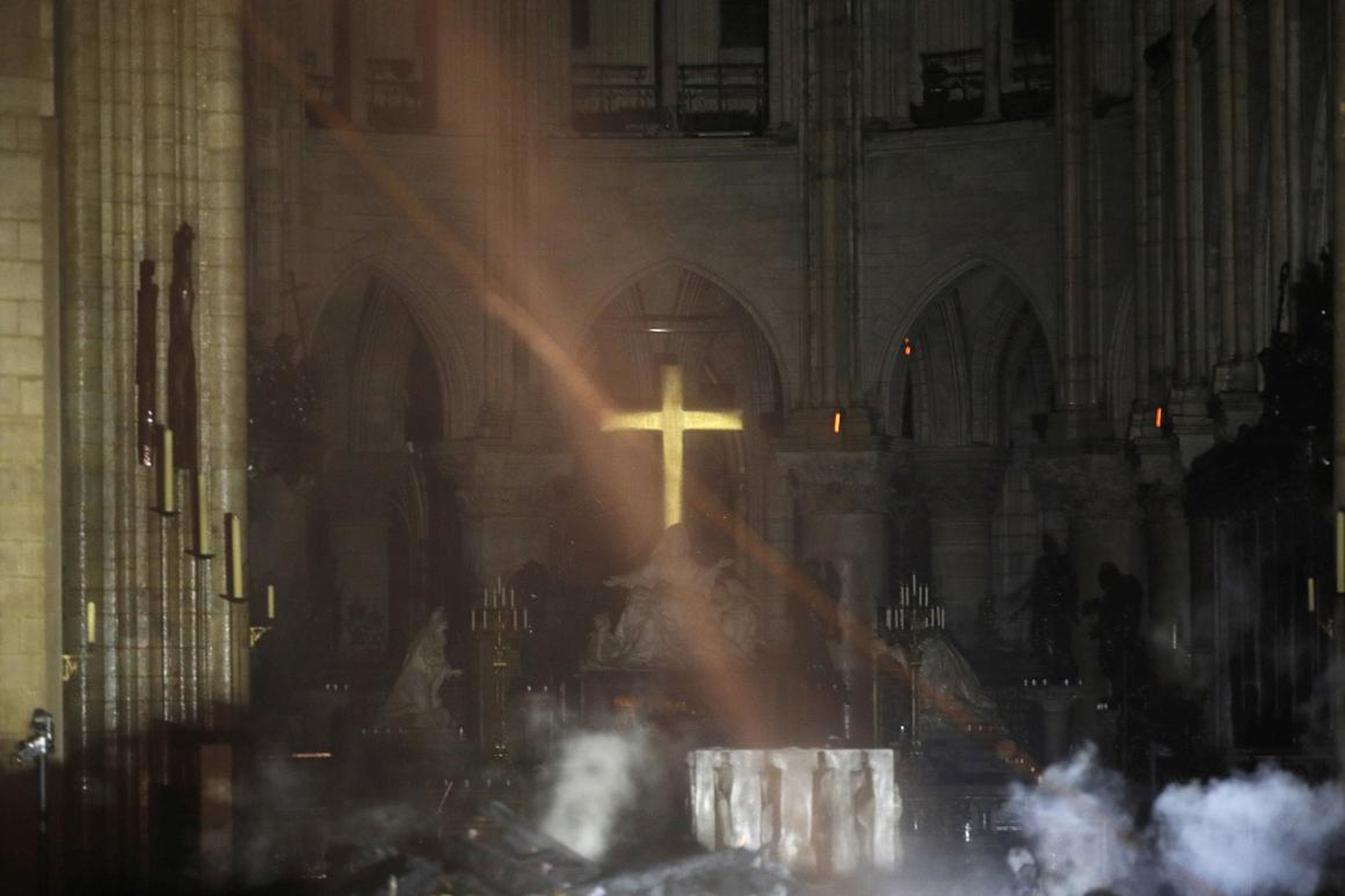 A closer look shows the altar surrounded by smoke.