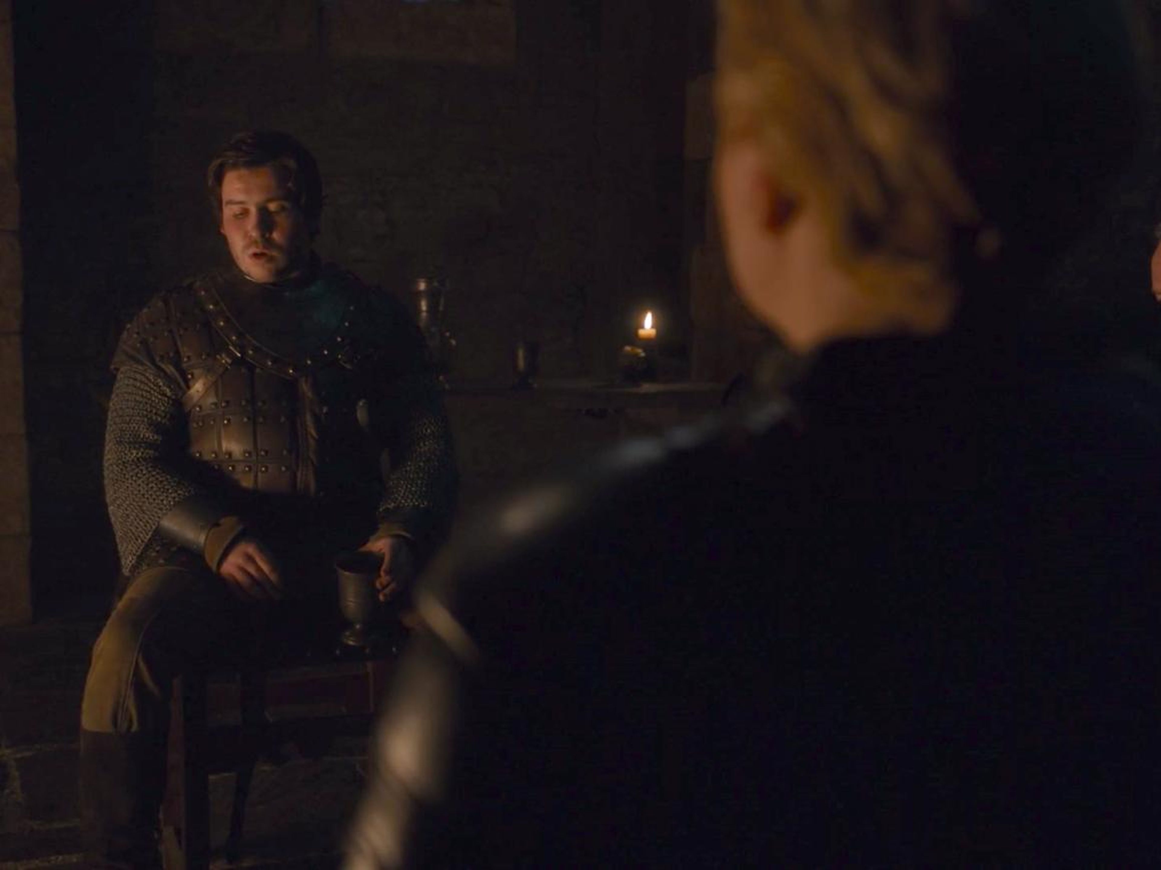 Daniel Portman as Podrick on "Game of Thrones" season eight, episode two.
