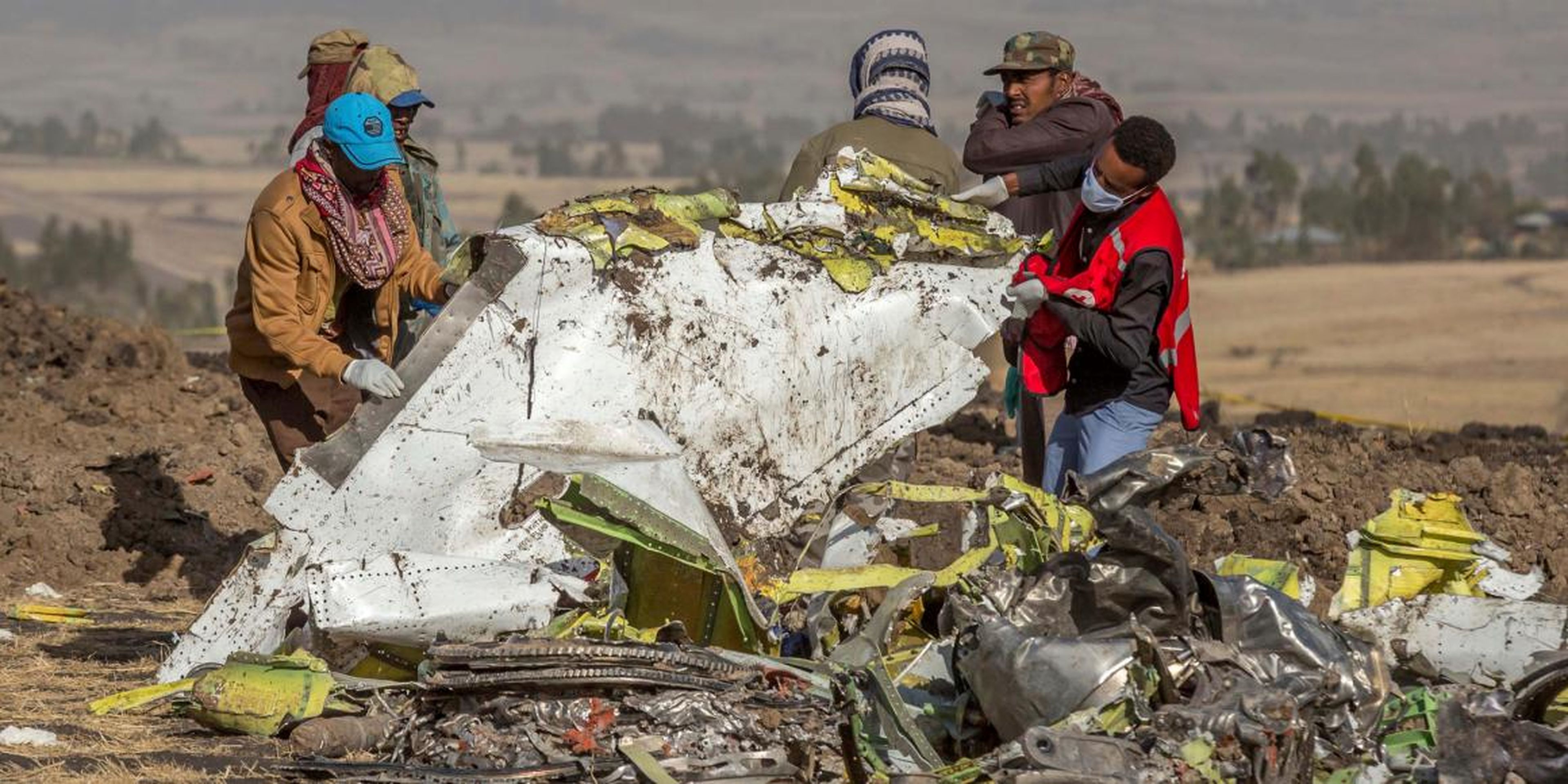 Restos del 737 Max siniestrado en marzo en Etiopía.
