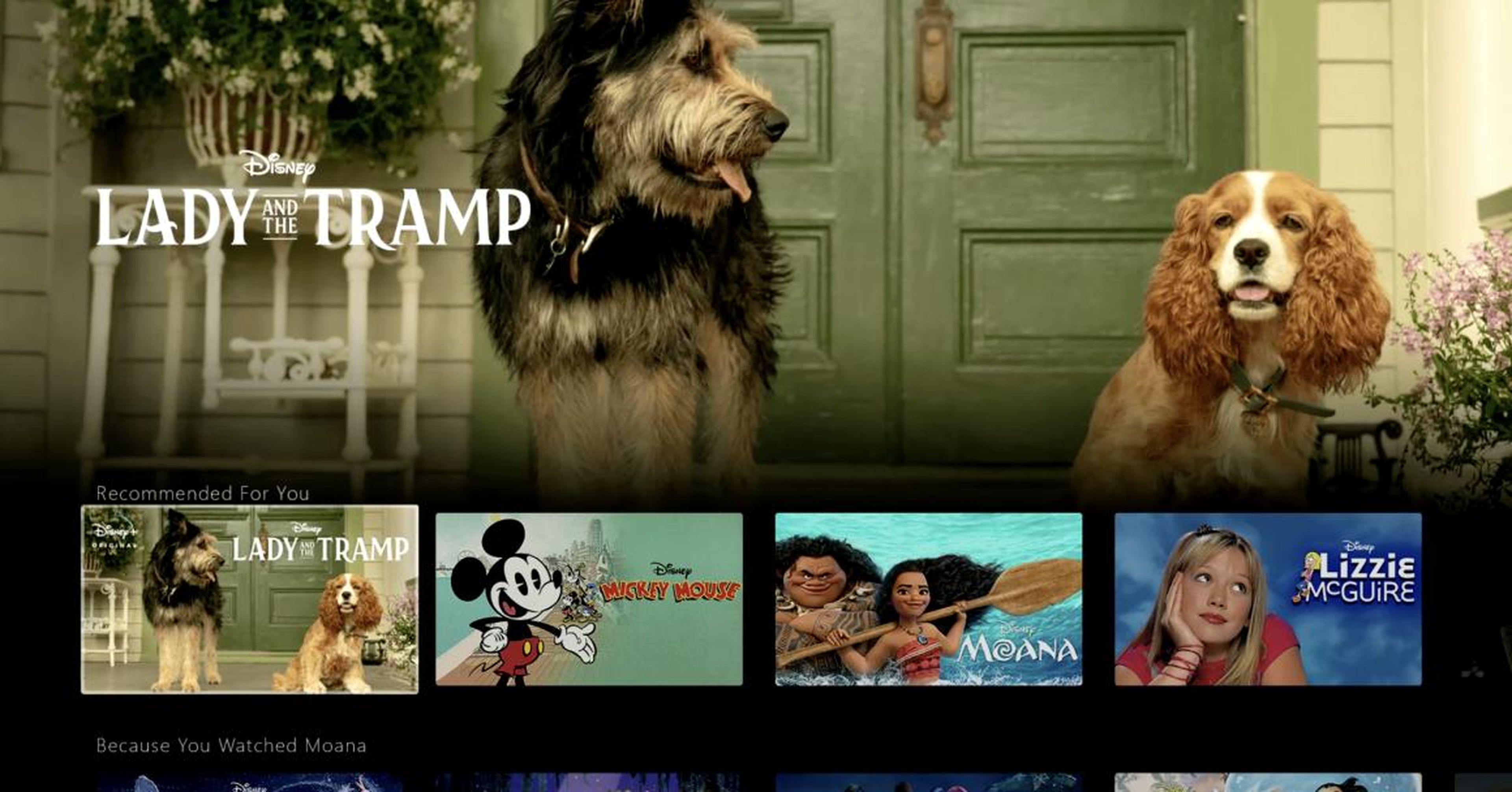 La demo de la app de Disney Plus muestra el remake de "Lady and the Tramp".