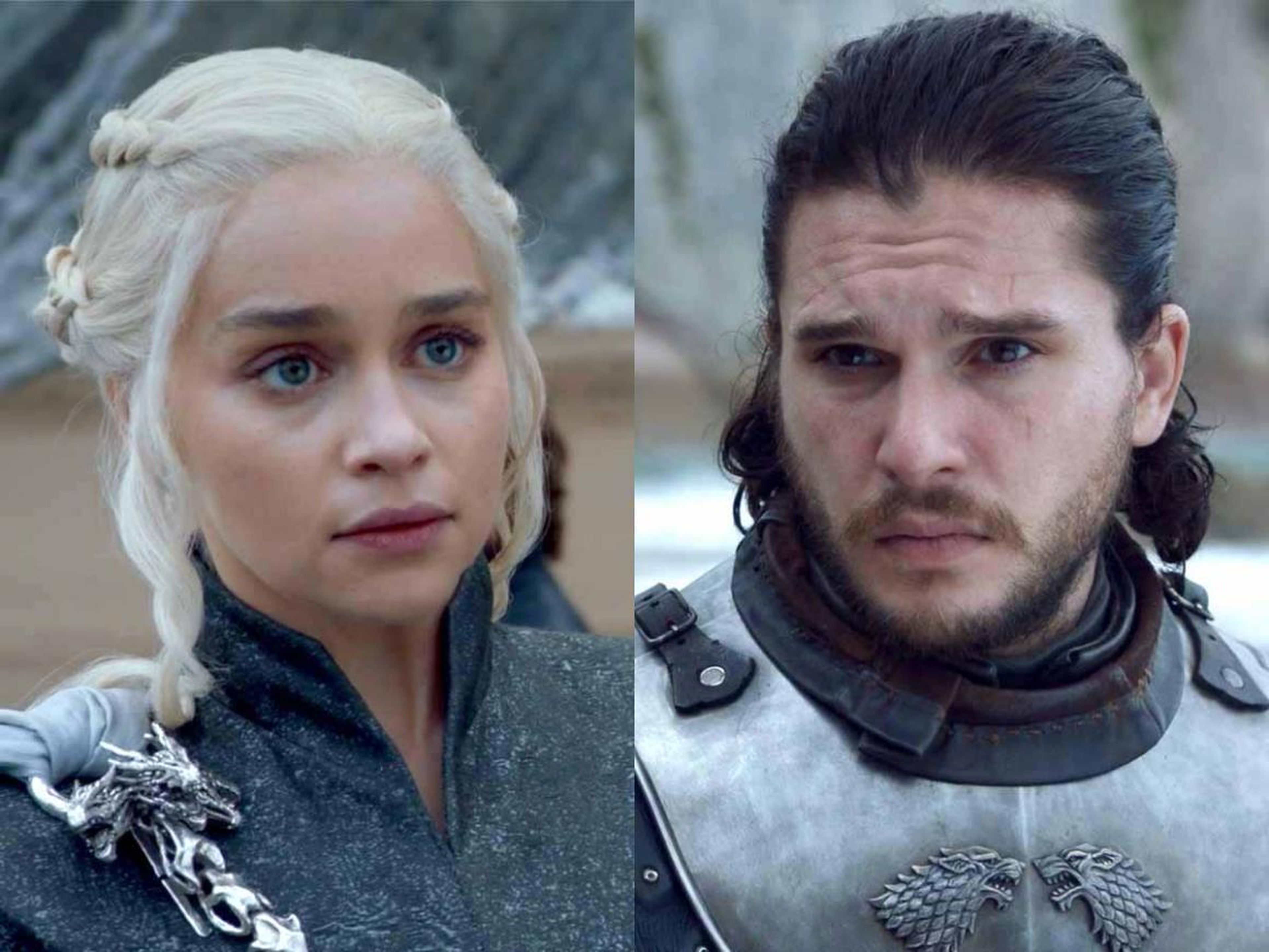 Emilia Clarke y Kit Harington como Daenerys Targaryen y Jon Nieve en 'Juego de Tronos'