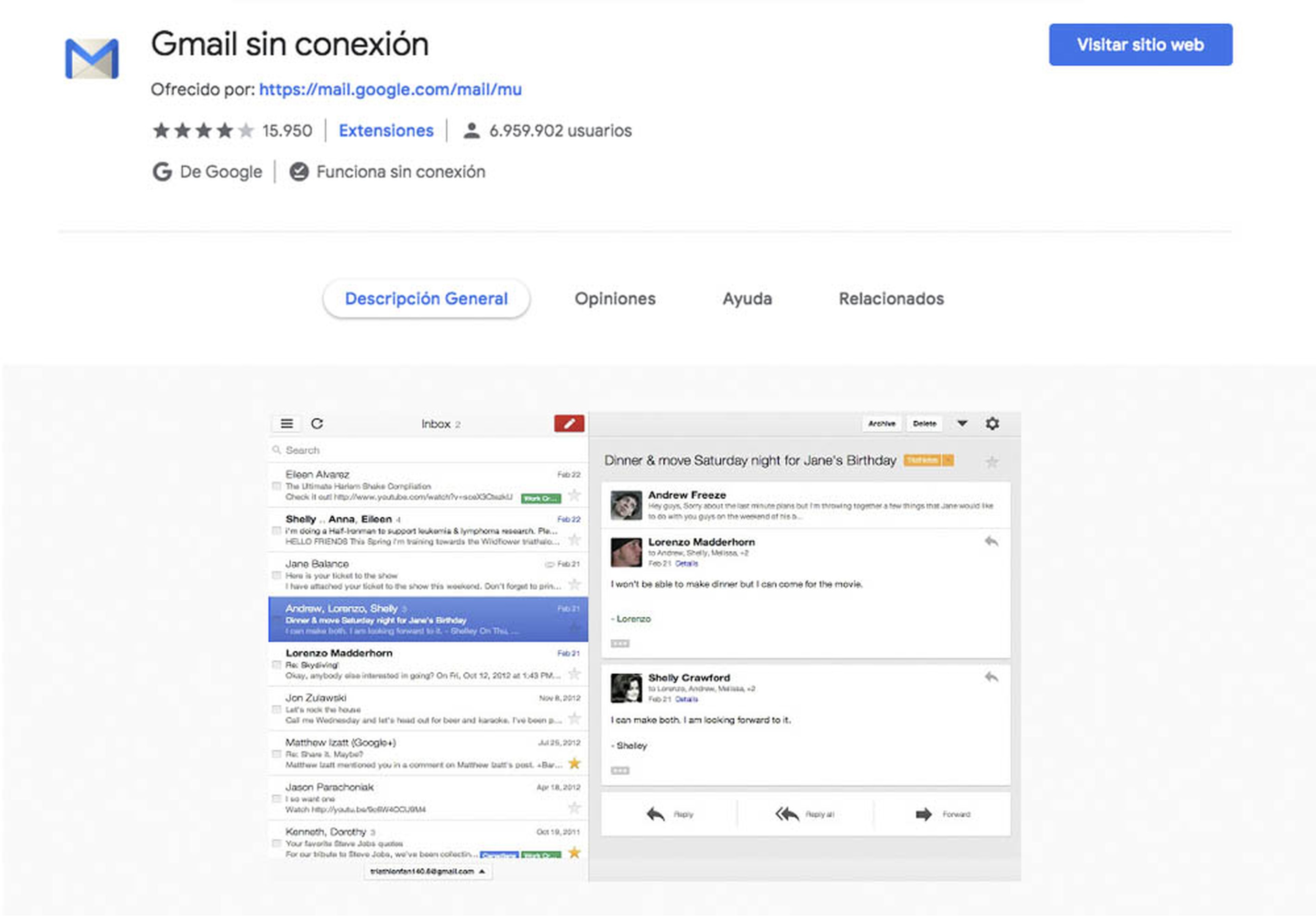 Gmail sin conexión