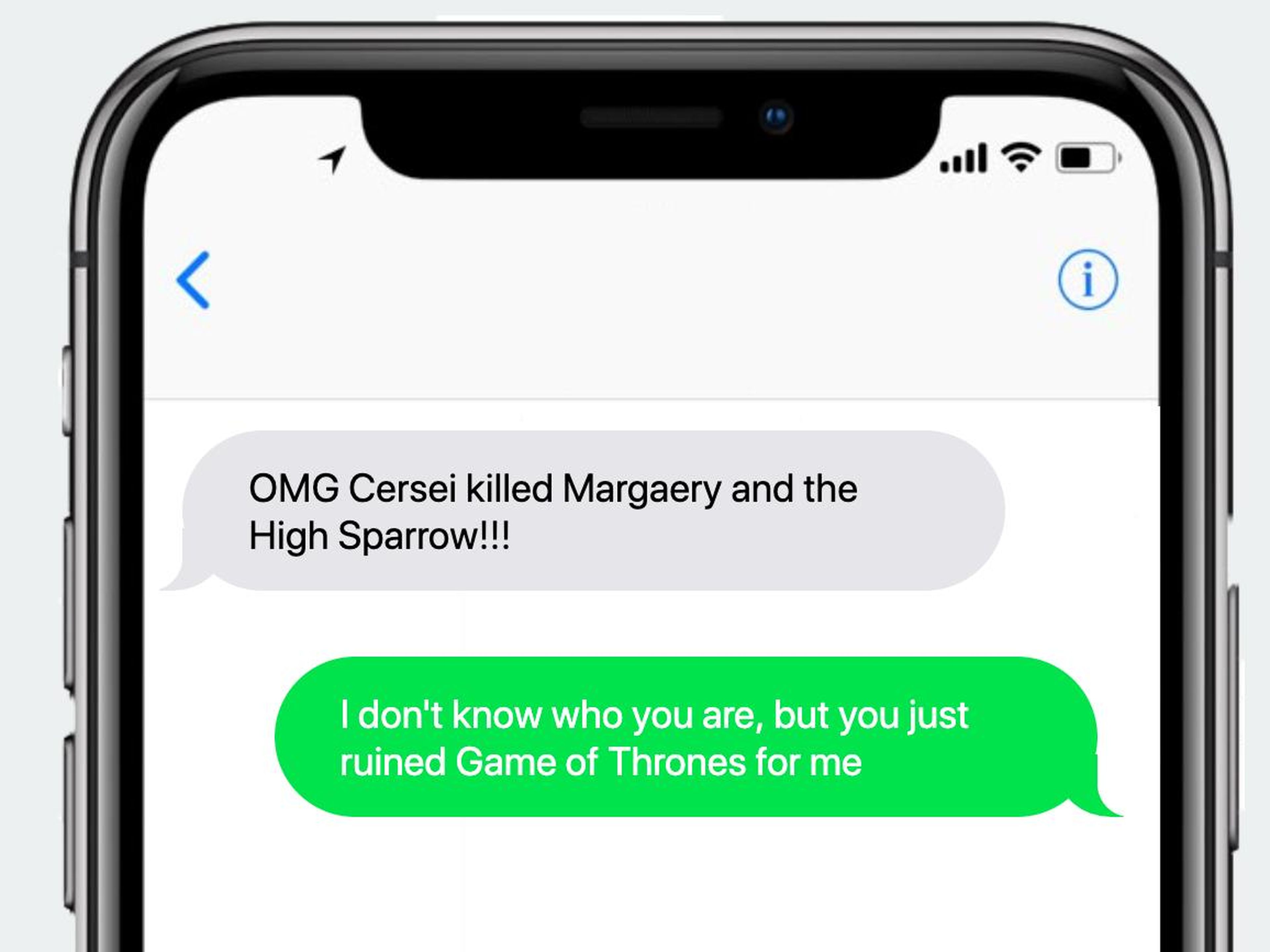 Un ejemplo del mensaje de texto de Spoiled.io.