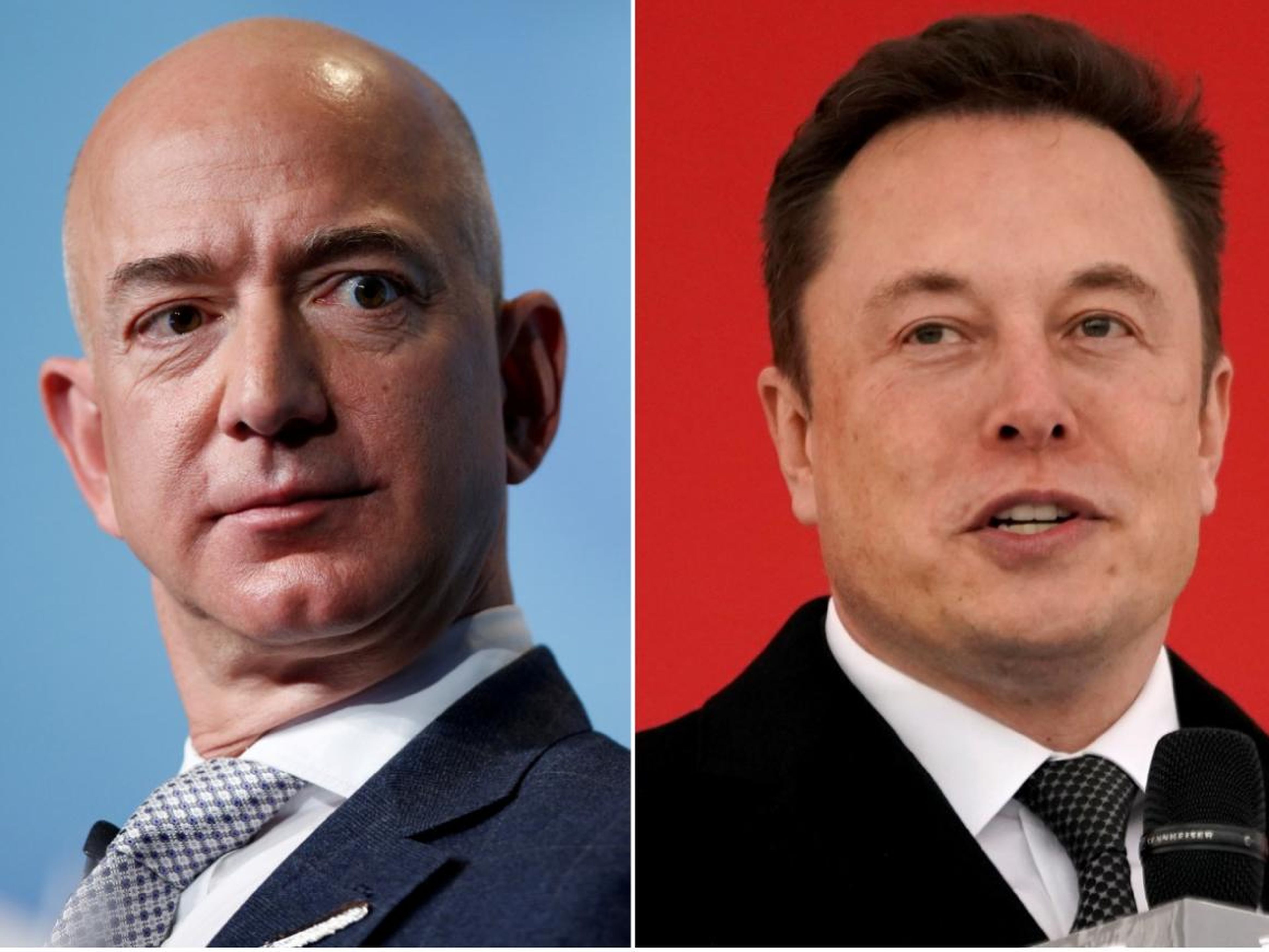 Jeff Bezos (izquierda) y Elon Musk.