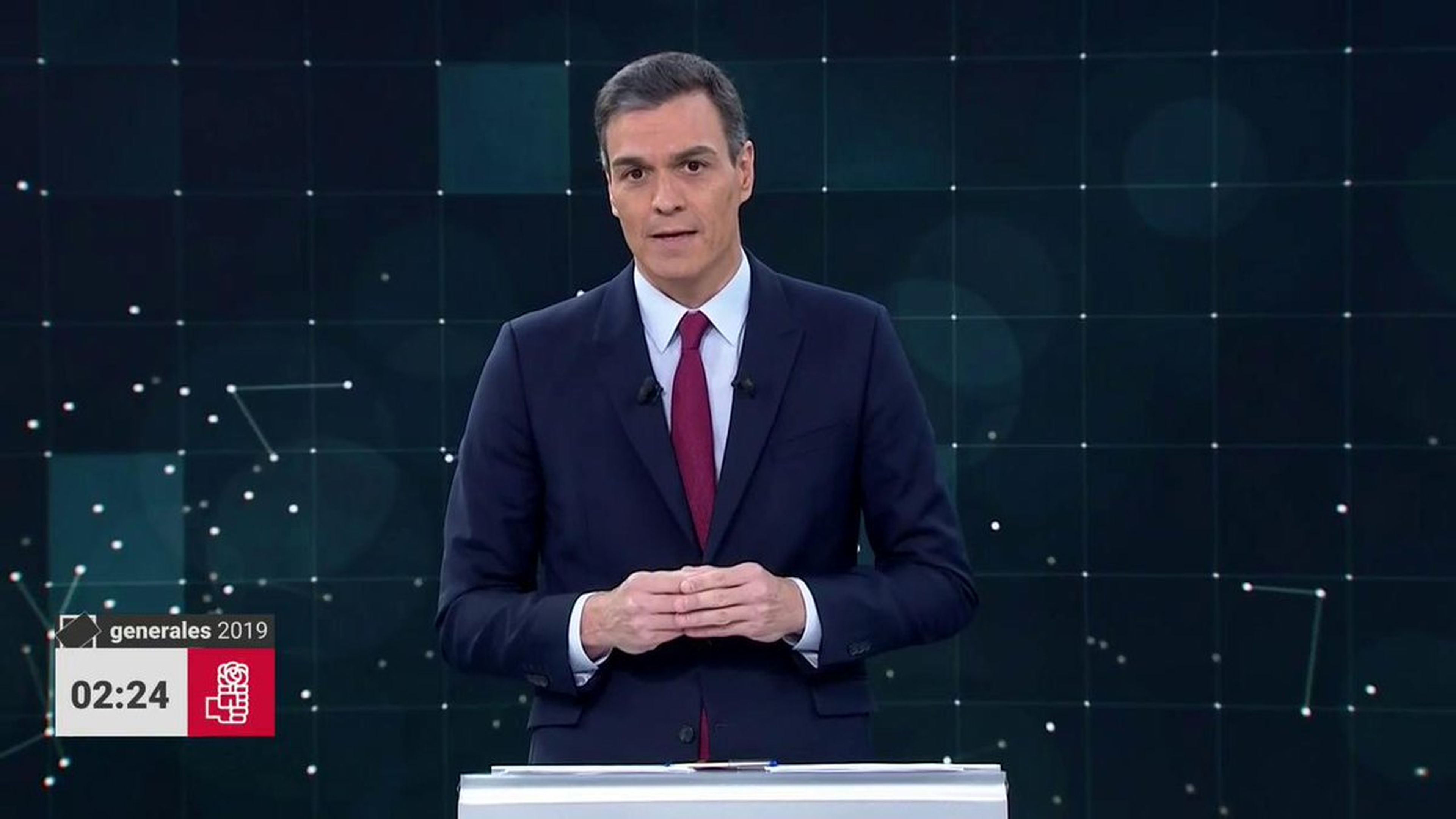 Pedro Sánchez en el debate de las Elecciones Generales 2019.