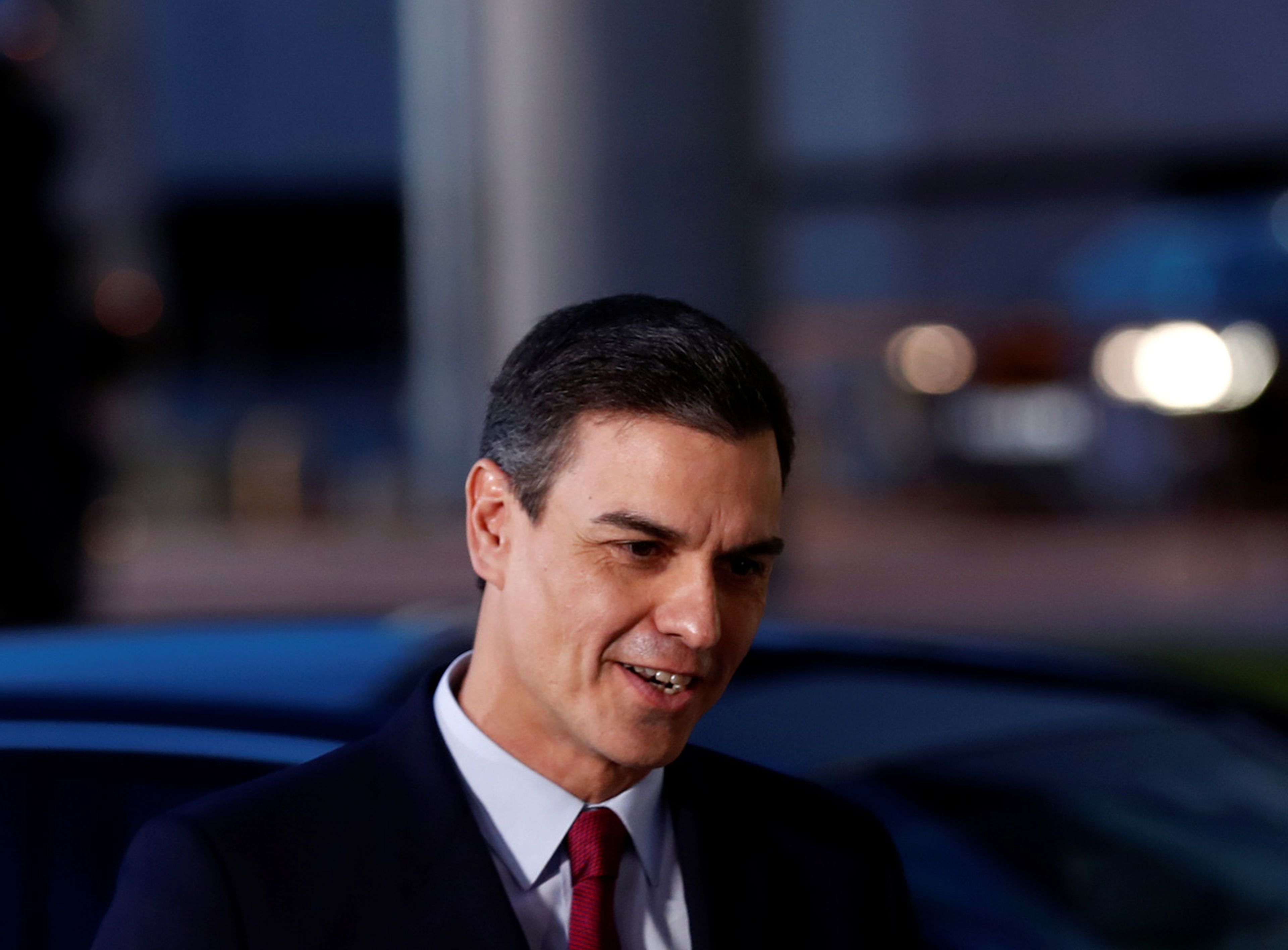 Pedro Sánchez a su llegada a Prado del Rey para el debate de RTVE de las Elecciones Generales 2019.