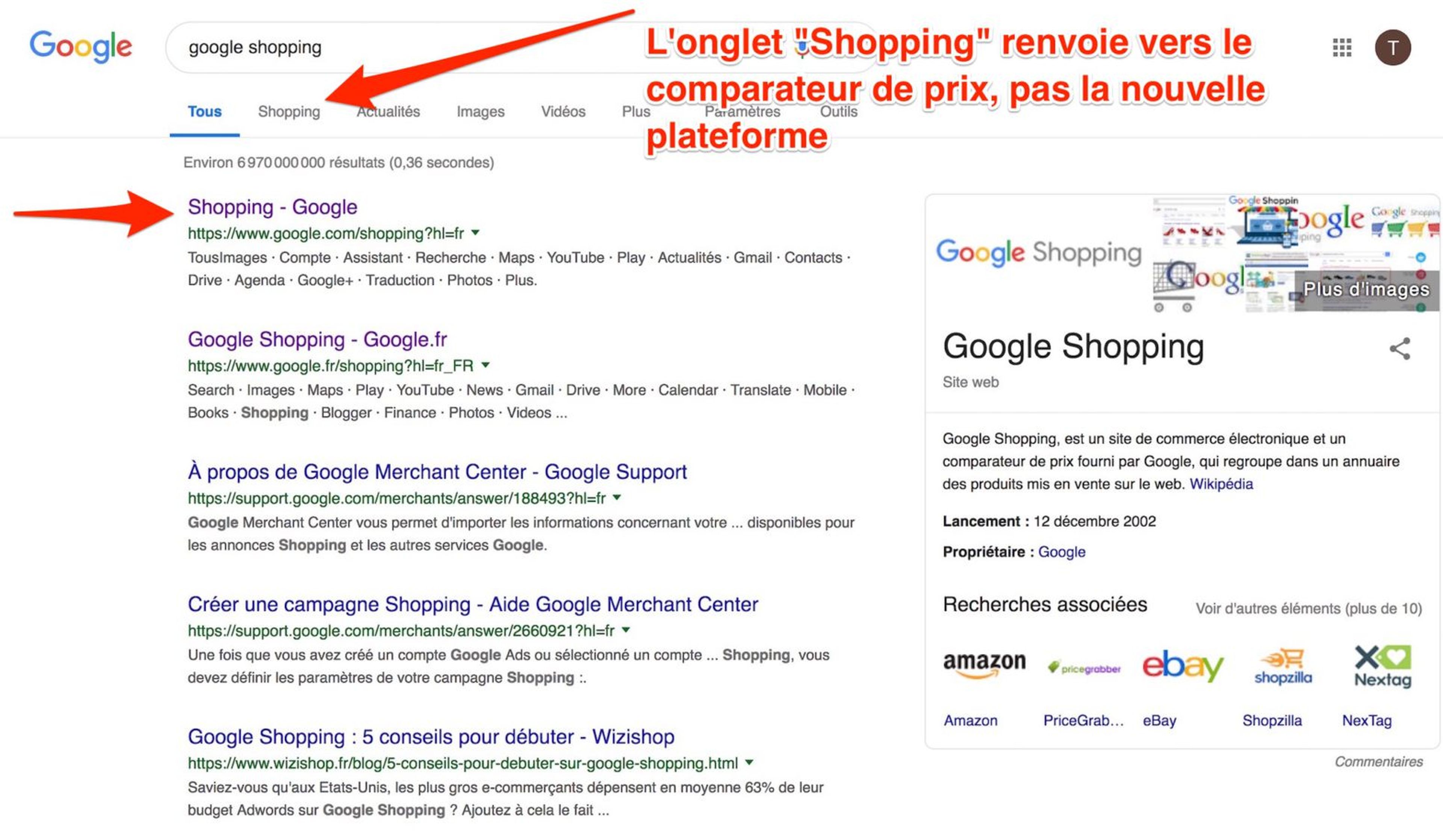 Captura de pantalla de la búsqueda de Google Shopping