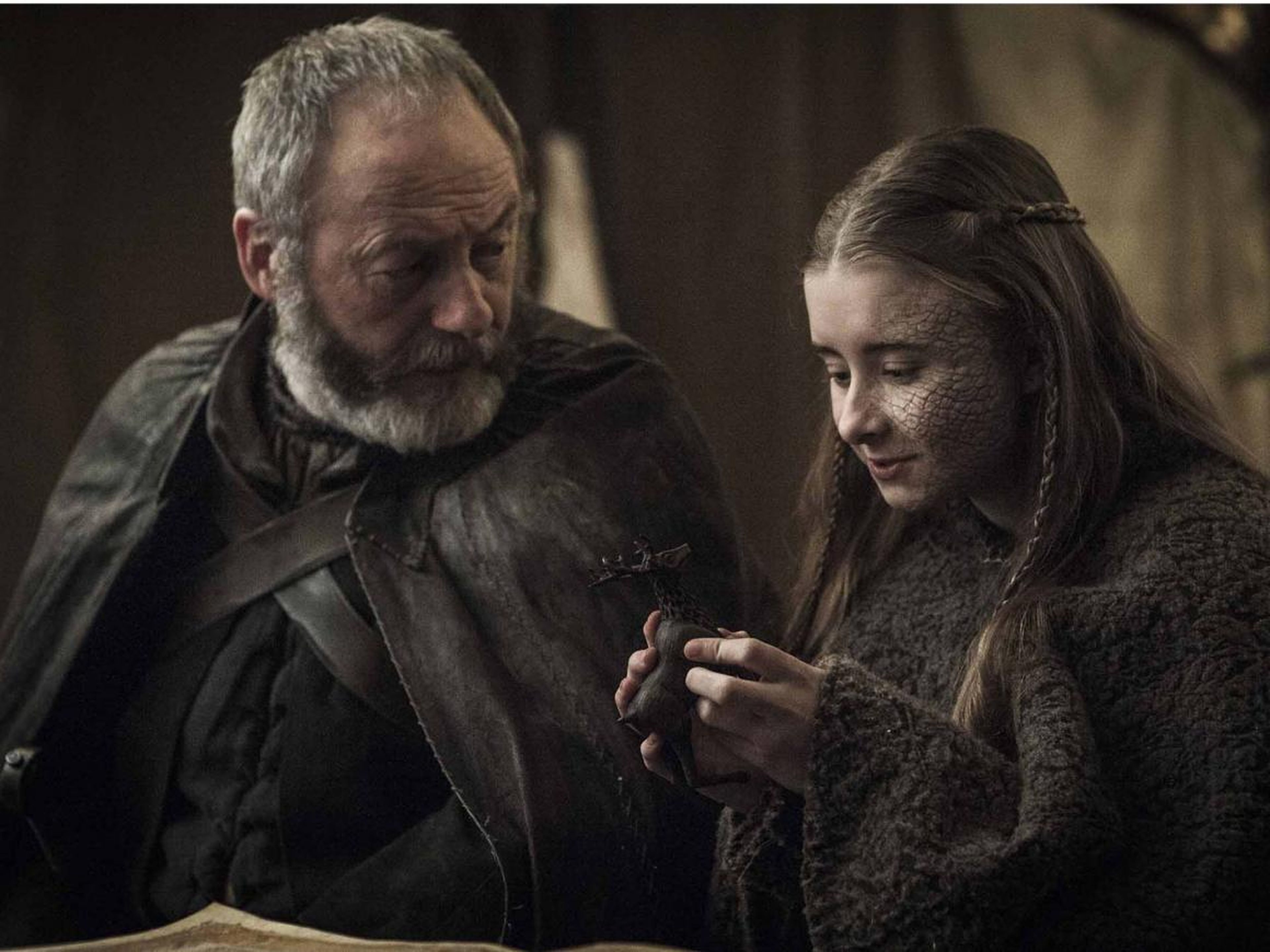 Davos and Shireen with each other for the last time on "Game of Thrones."