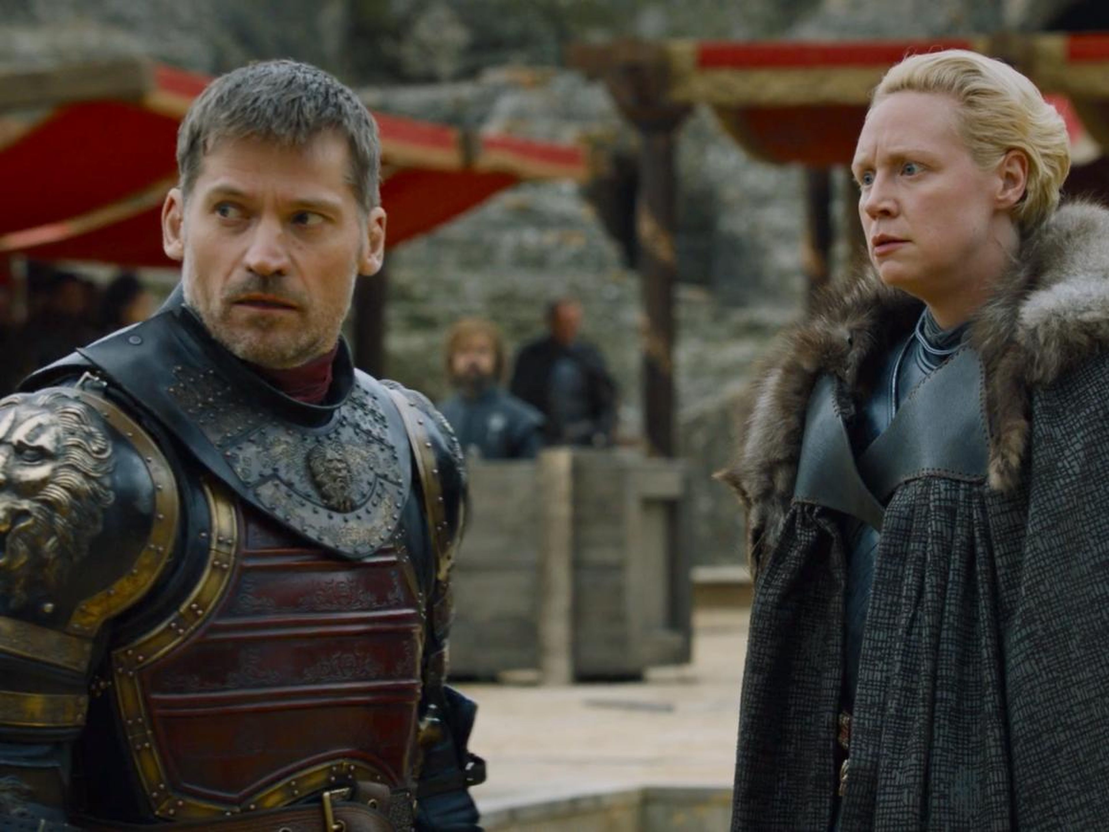 Jaime and Brienne on "Game of Thrones" season seven, episode seven, "The Dragon and the Wolf."