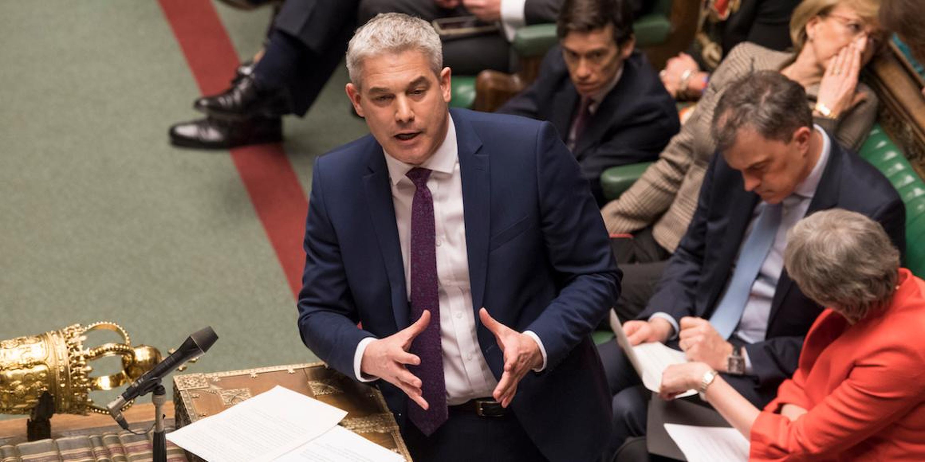 The UK Brexit secretary Steve Barclay speaks before a vote on the prime minister's proposed Brexit deal, 12 March, 2019.