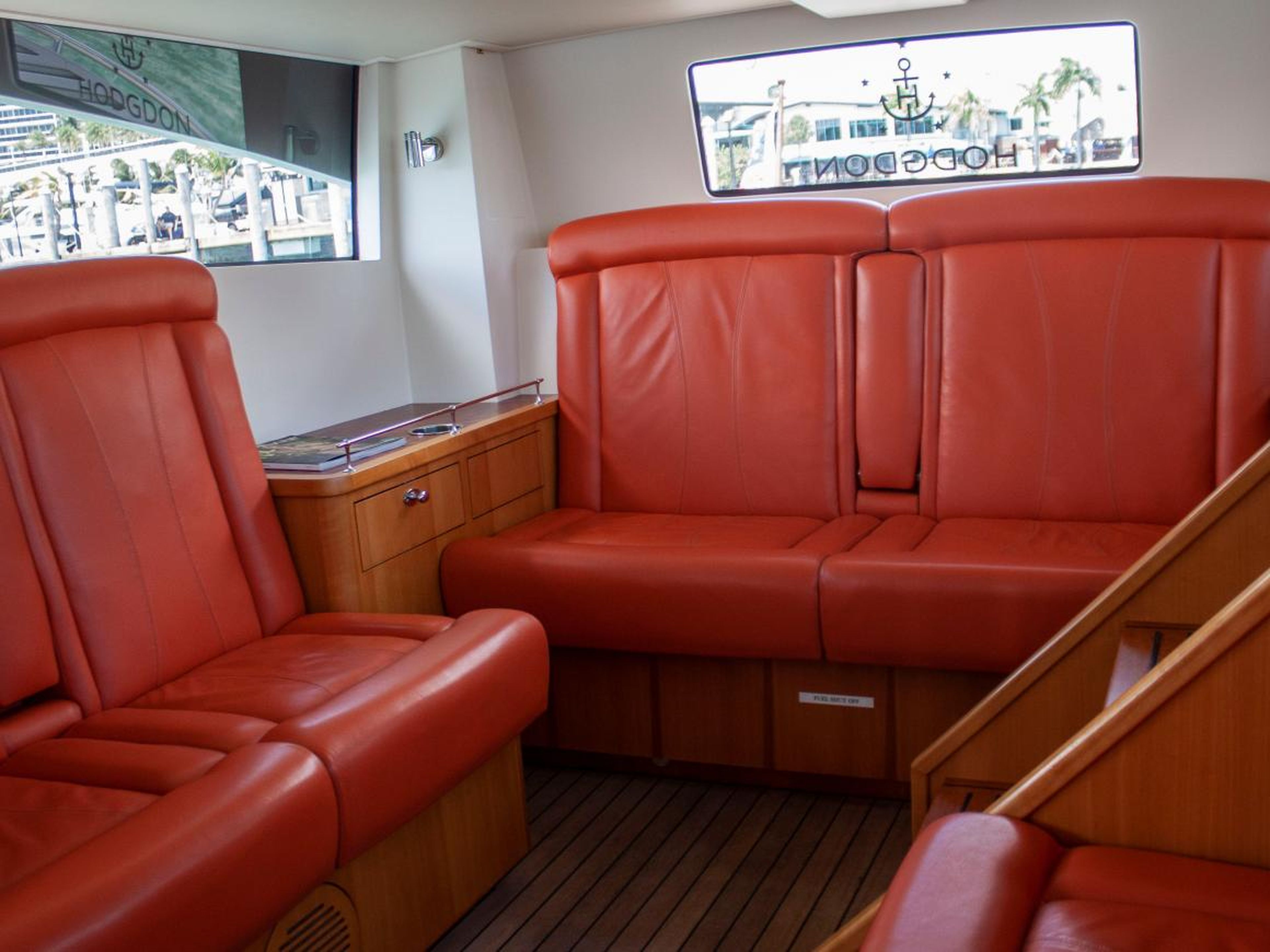 The boat was small yet luxurious, with 11 leather seats in an enclosed interior.
