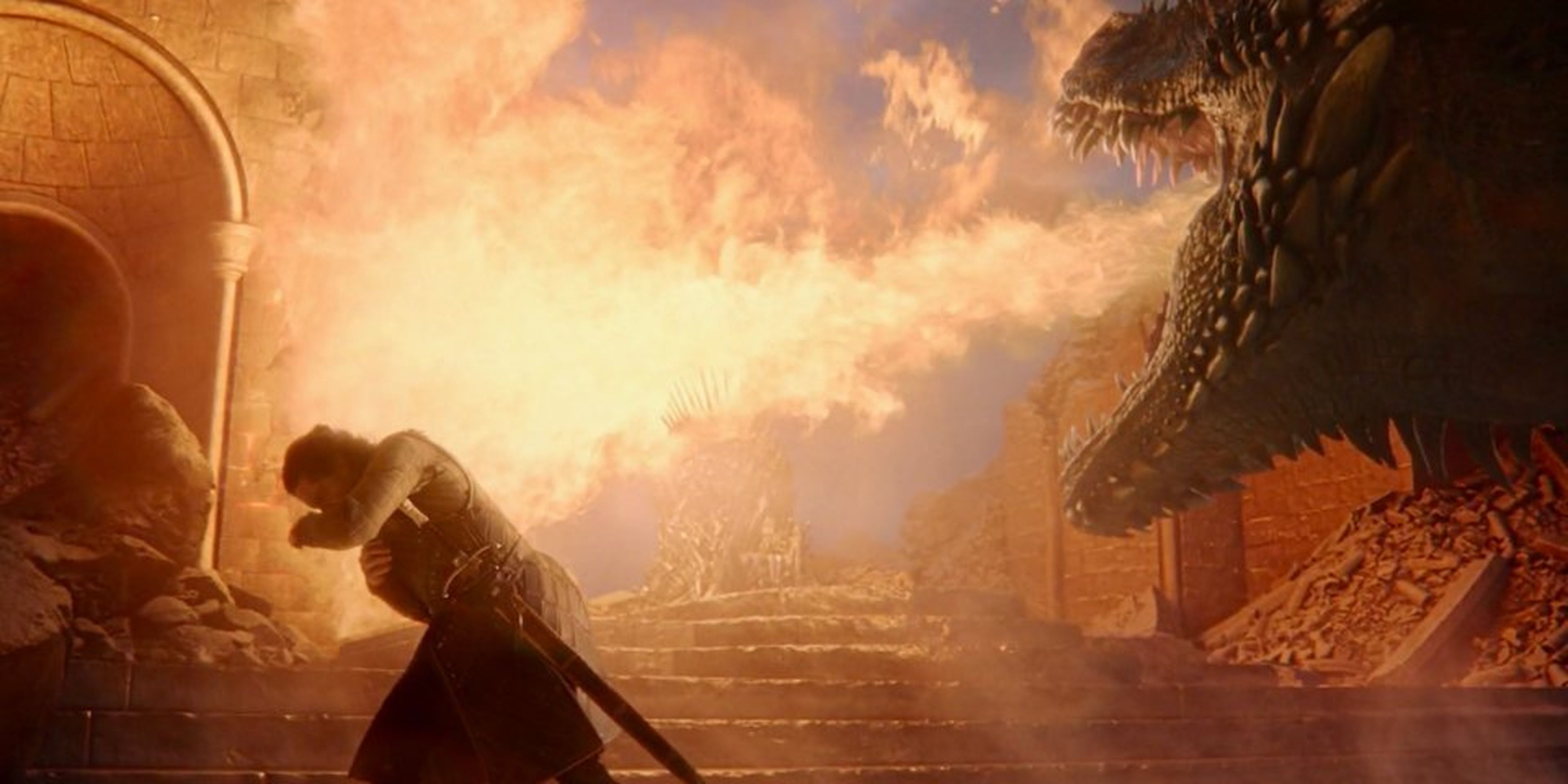 Drogon destruye el Trono de Hierro en la serie Juego de Tronos