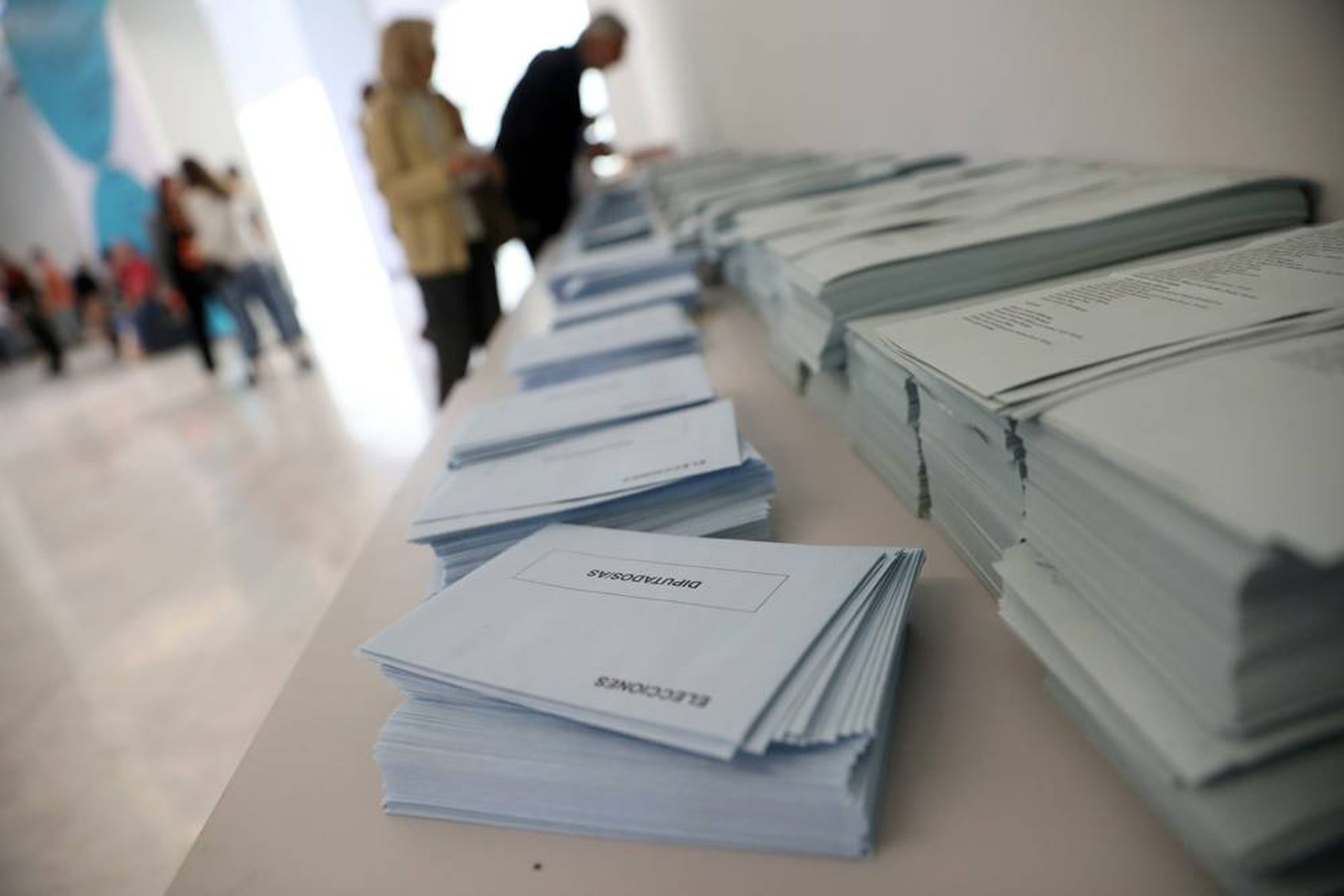 Papeletas de un colegio electoral en las elecciones del 26 de mayo de 2019.