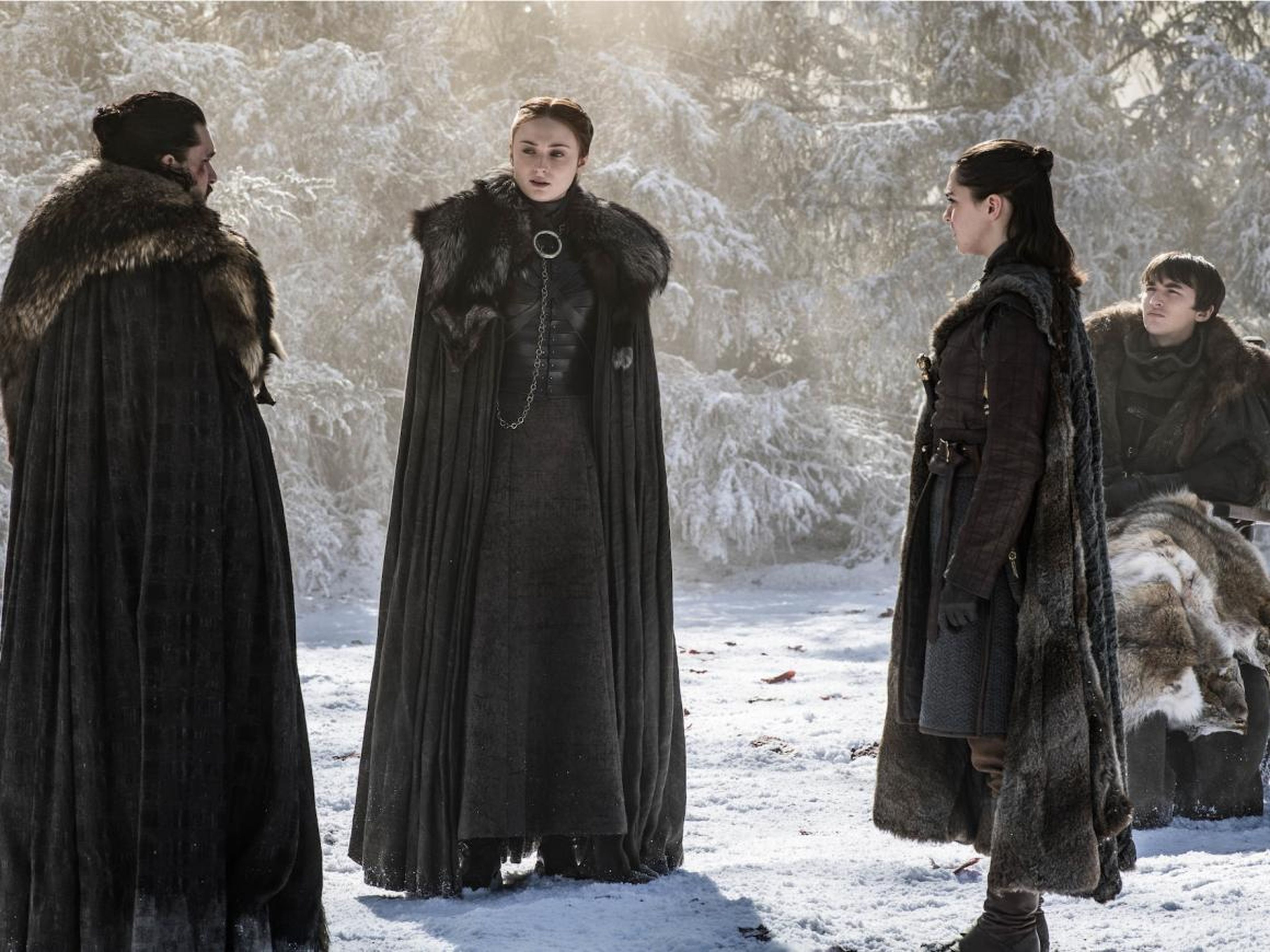 All the remaining Starks together in the godswood of Winterfell.