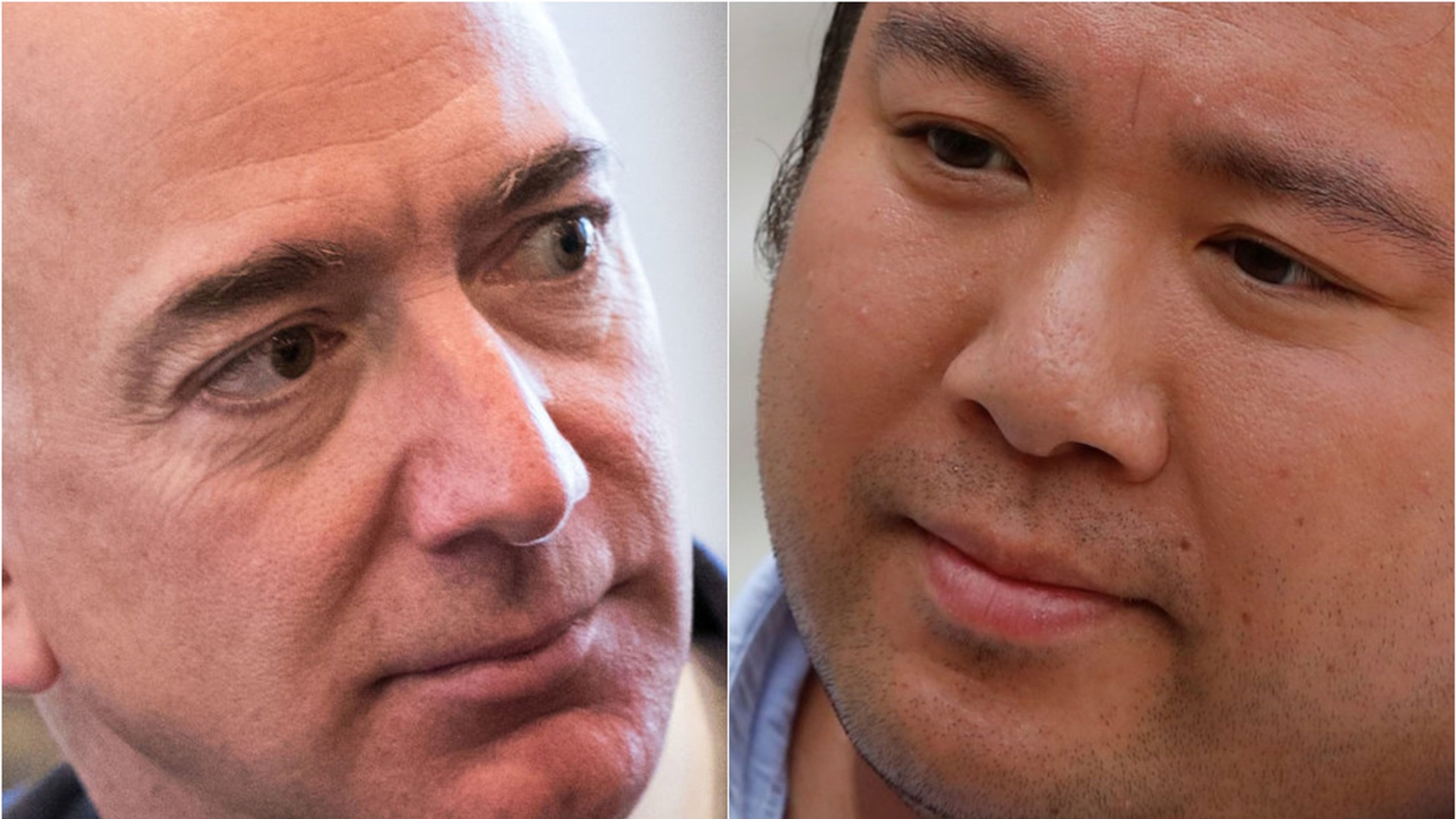 El CEO de Amazon, Jeff Bezos, y el fundador de Deliveroo, Will Shu.