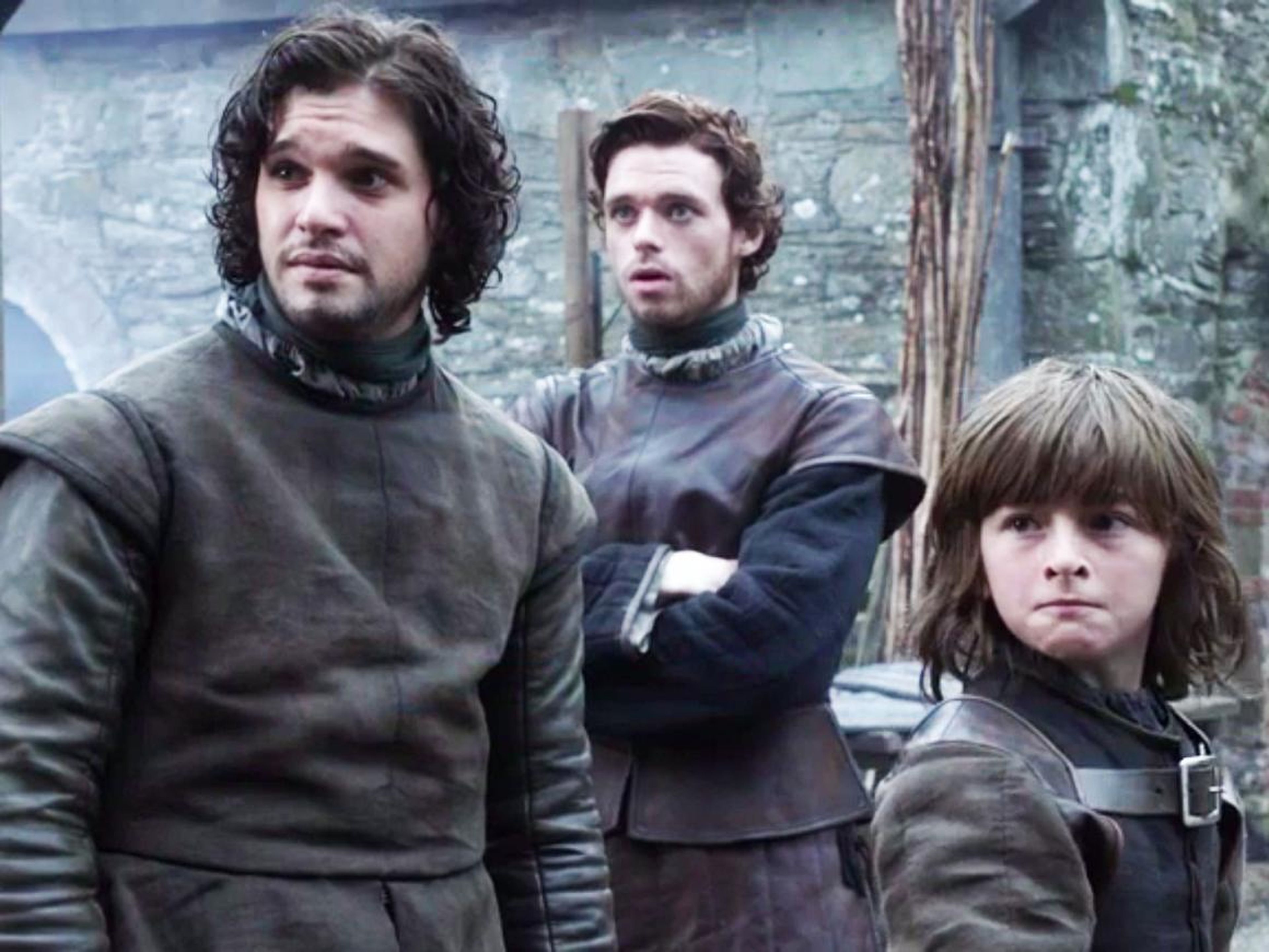 Jon Snow, Robb Stark, and Bran Stark on the first episode of "Game of Thrones."