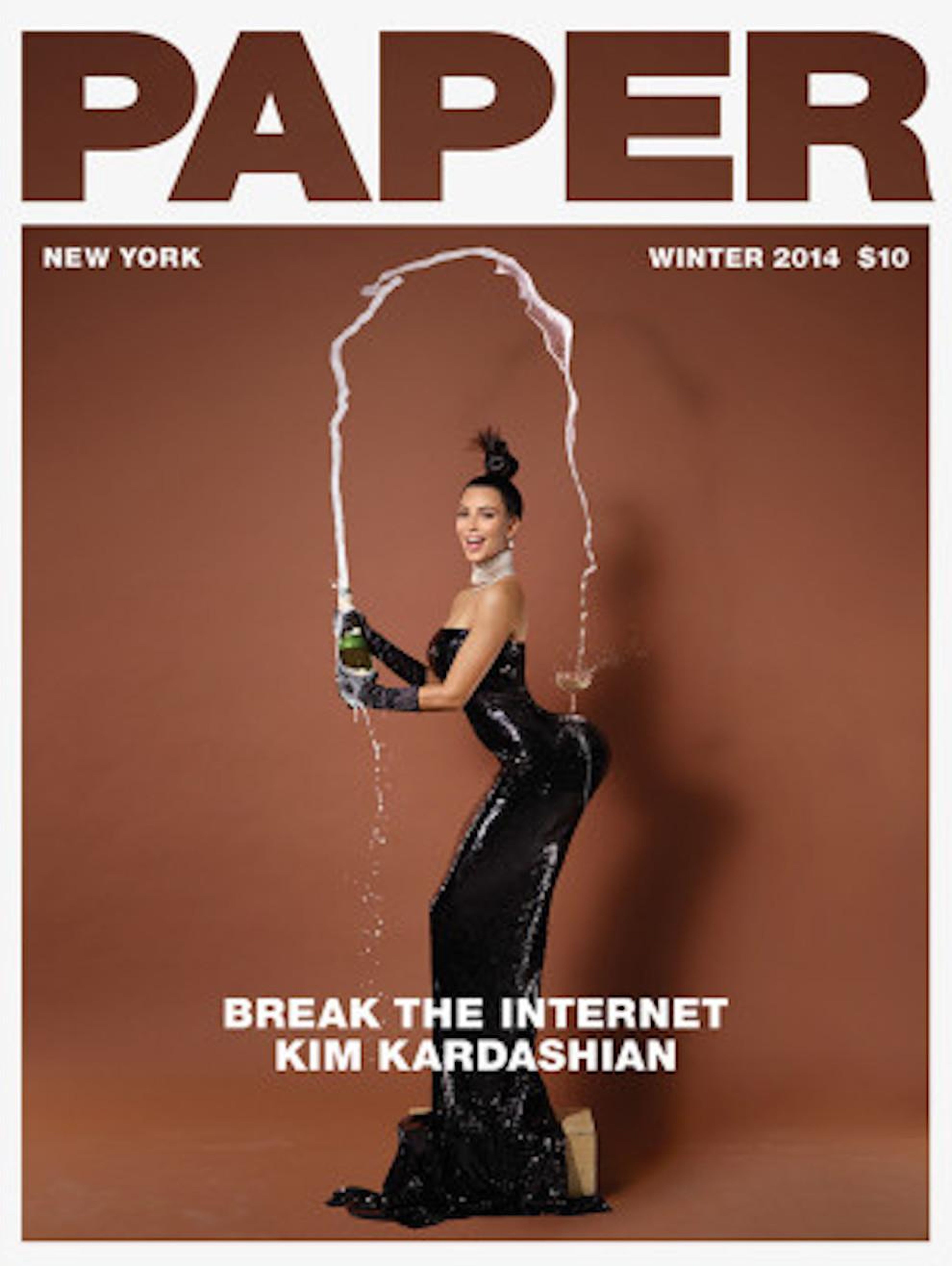 Kim covered Paper Magazine in November 2014. She posed naked for a cover story called "Break the Internet: Kim Kardashian." While the story didn't literally break the Internet, Kim did end up winning the first ever Webby award