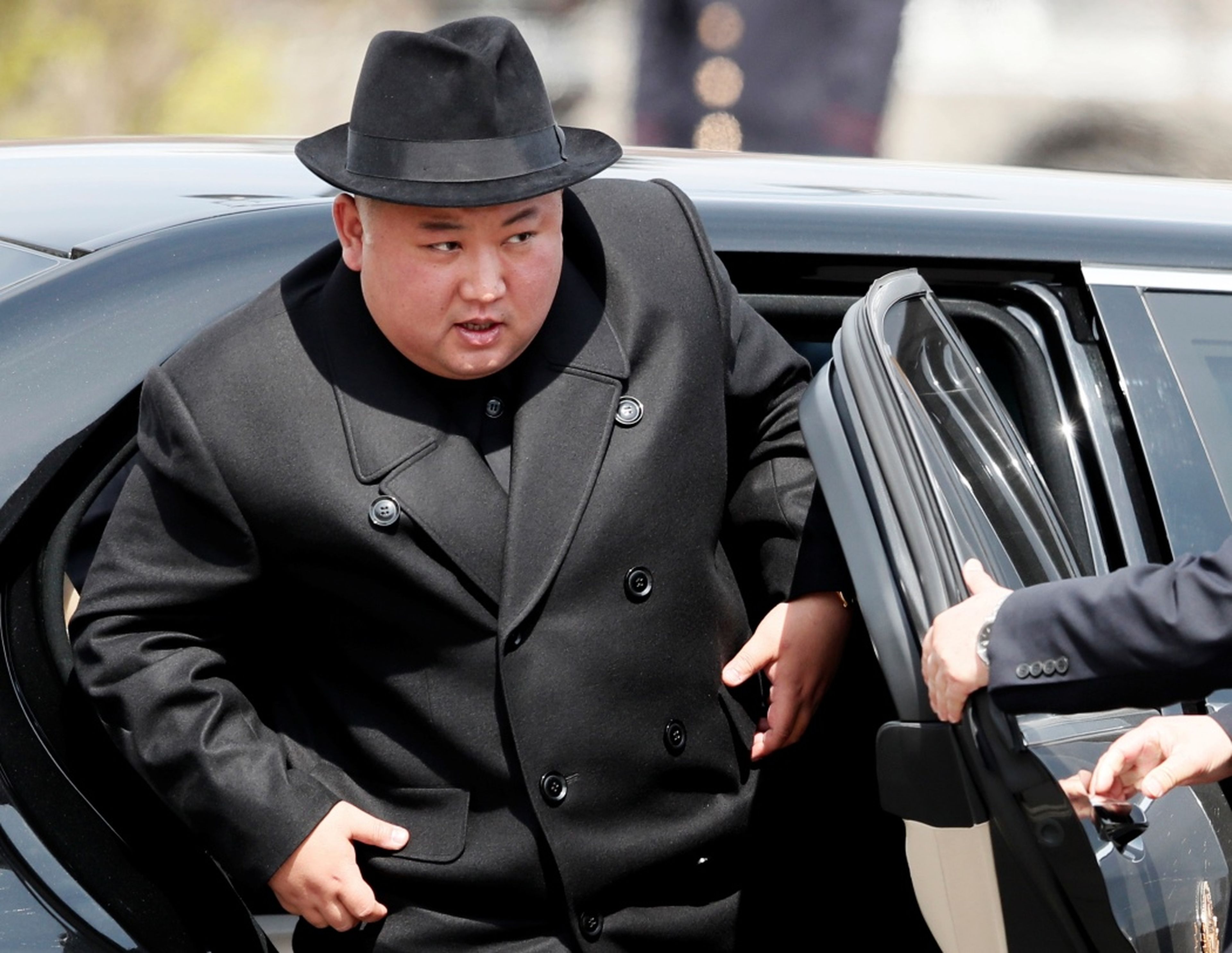 Kim Jong Un llega a la estación de tren de Vladivostok, Rusia.