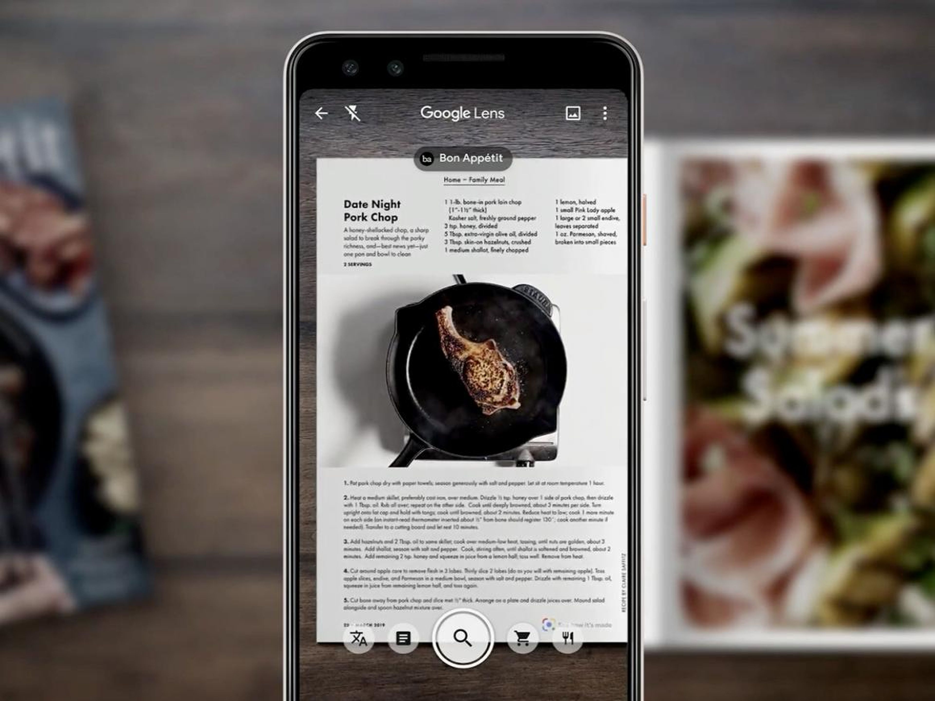 Lens can show you a video of how to prepare a dish when you point your phone's camera at the recipe.