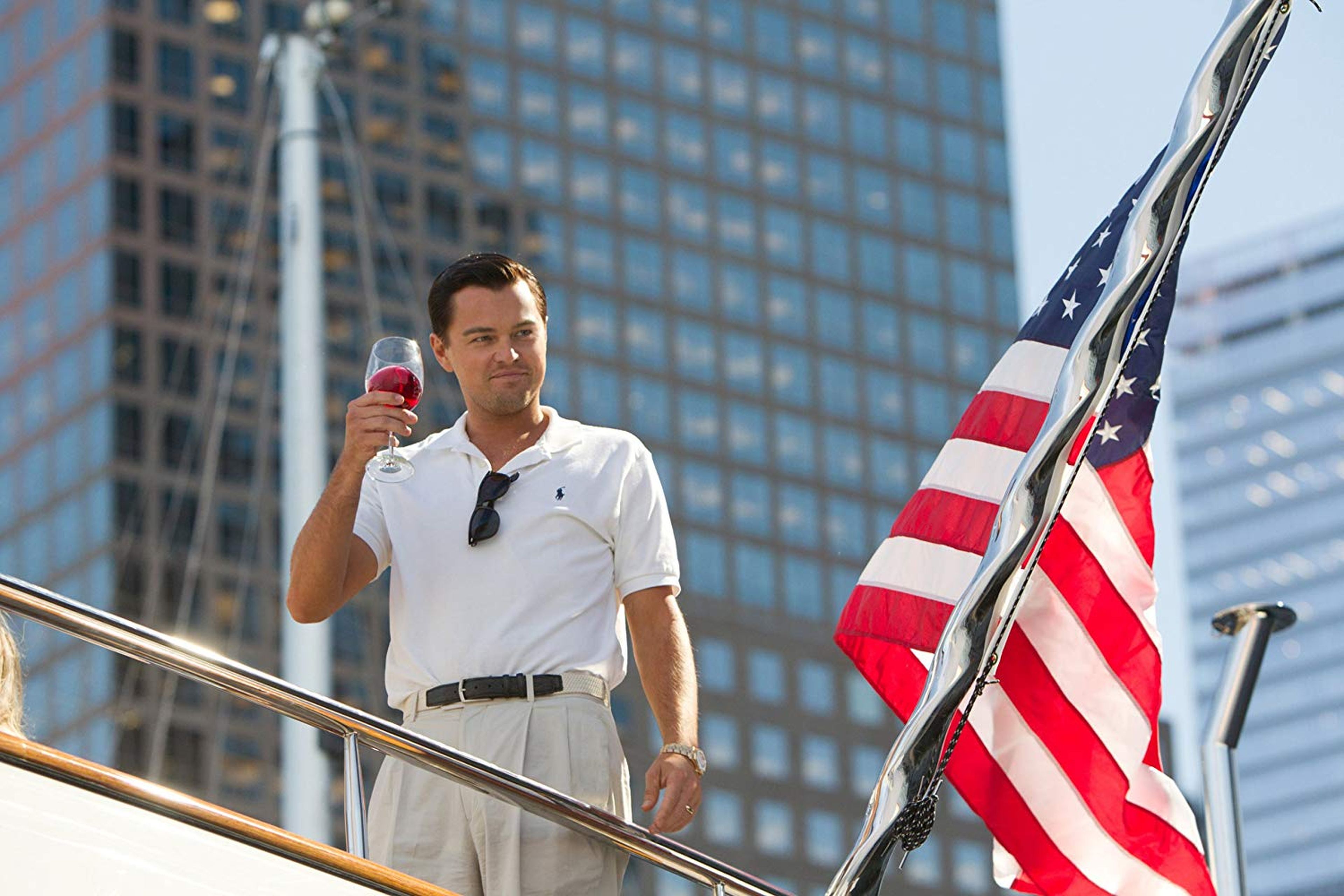 Una imagen de Leonardo DiCaprio en El Lobo de Wall Street.