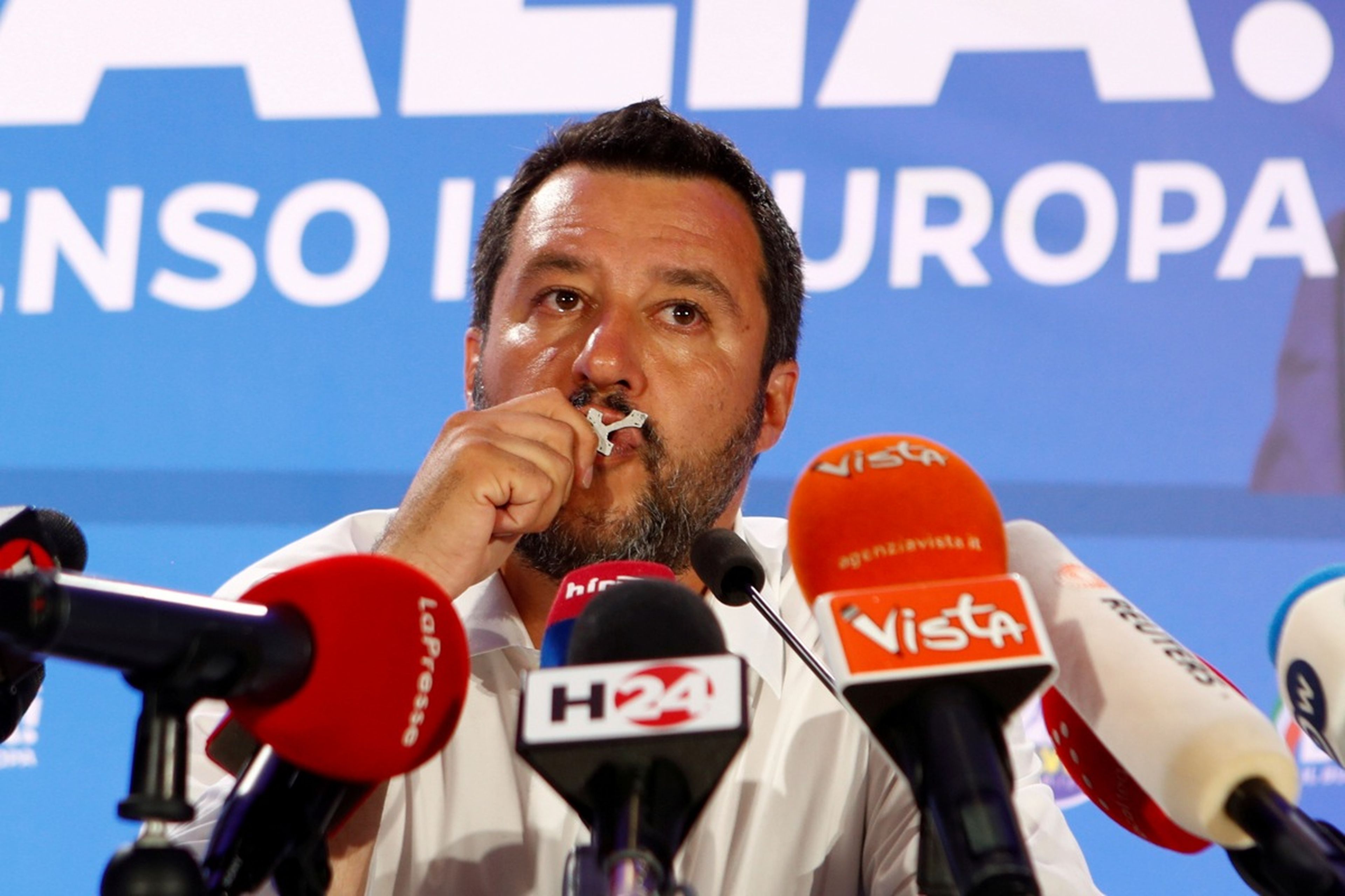 El líder de La Liga, Matteo Salvini, tras las elecciones europeas.