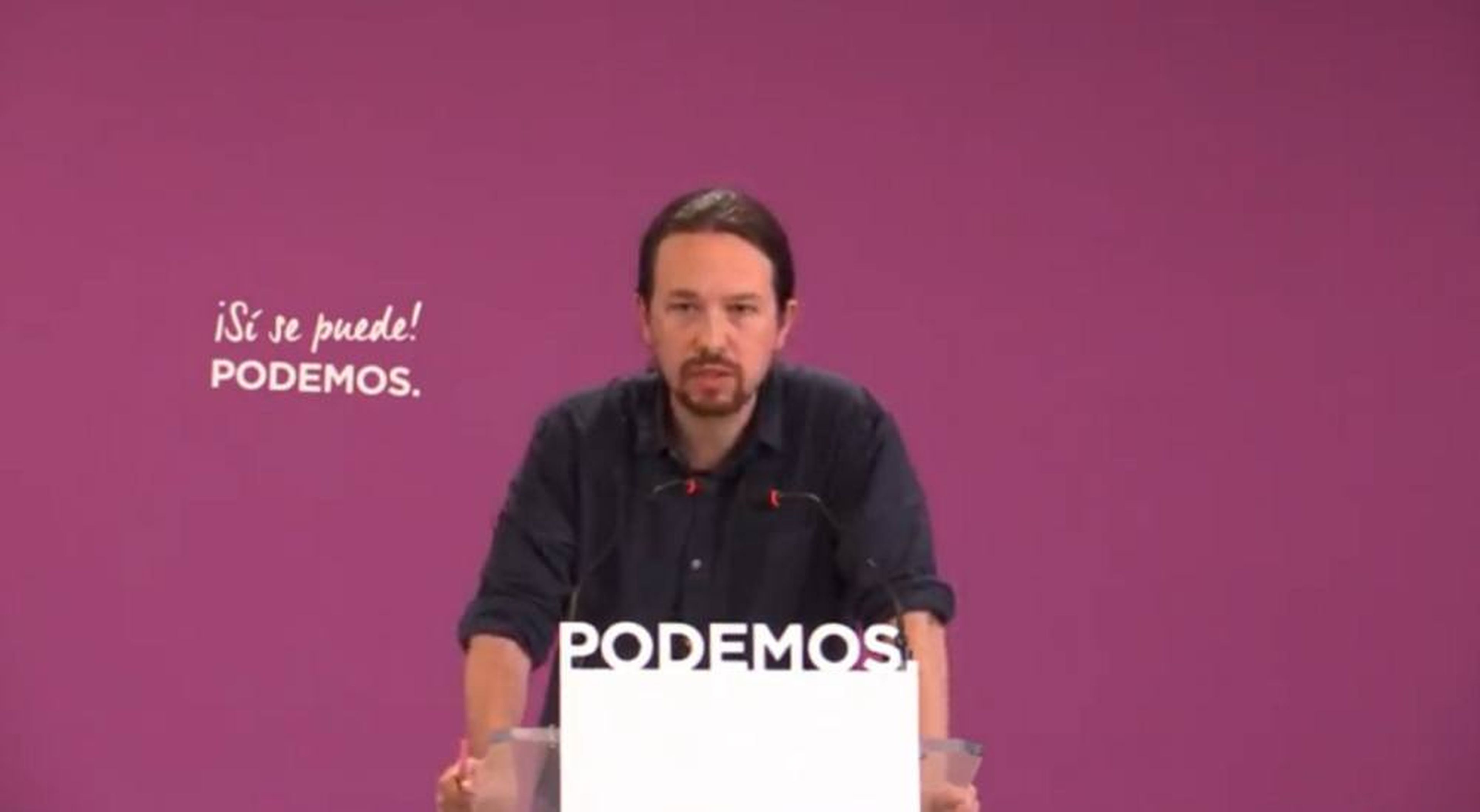 El líder de Podemos, Pablo Iglesias, en rueda de prensa el 27 de mayo de 2019.
