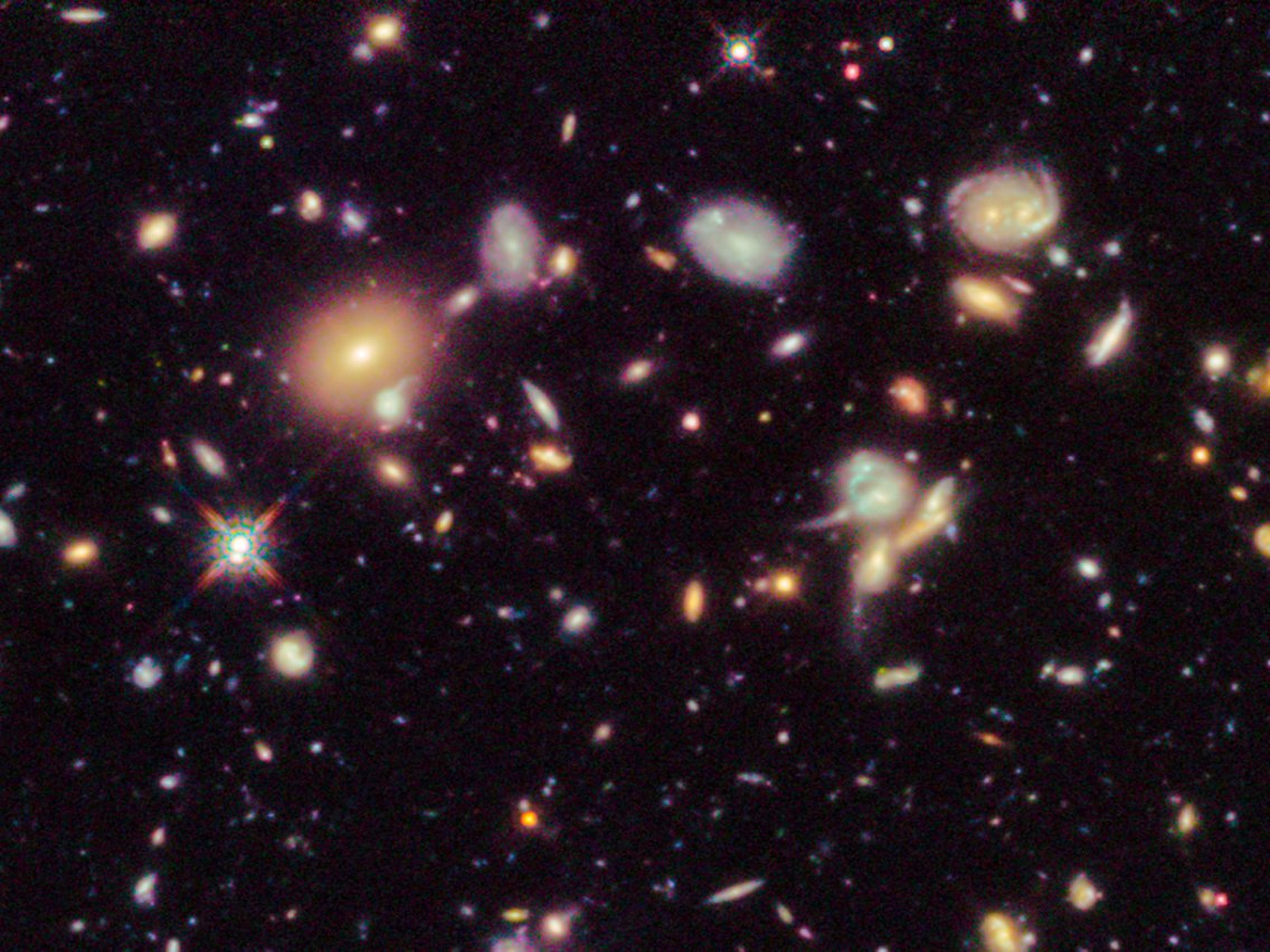 Un primer plano de la imagen de Campo Ultra Profundo del Hubble.