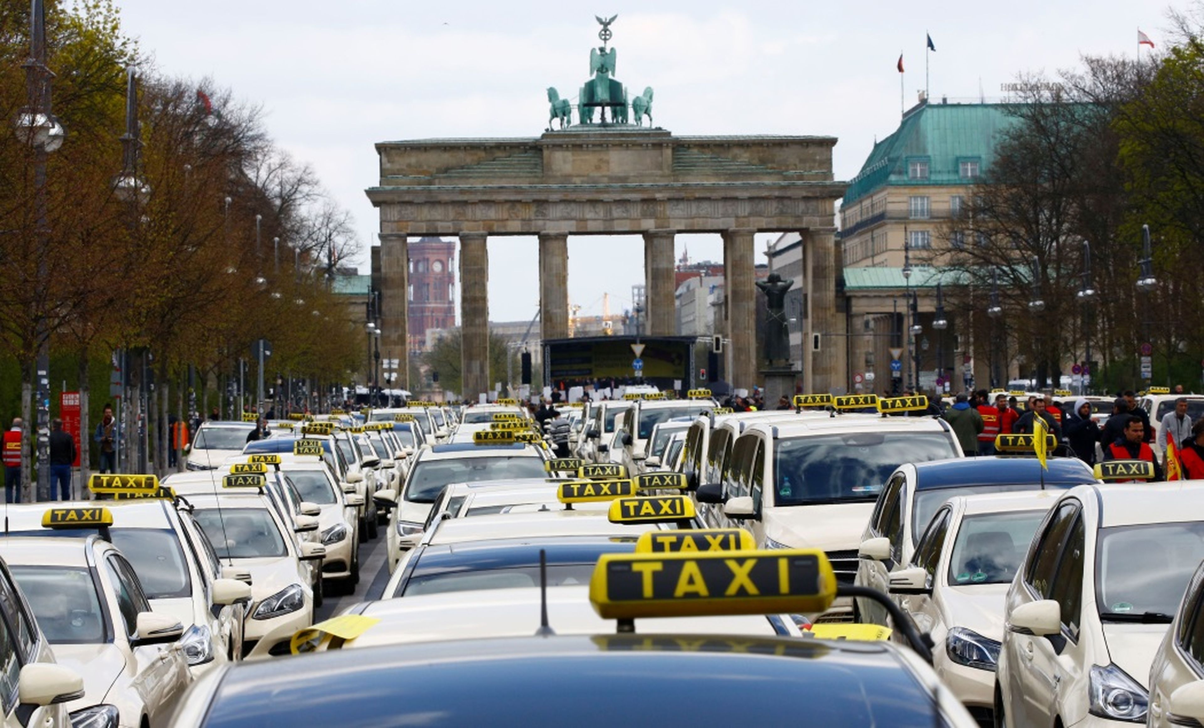 Una protesta de taxistas en Berlín.