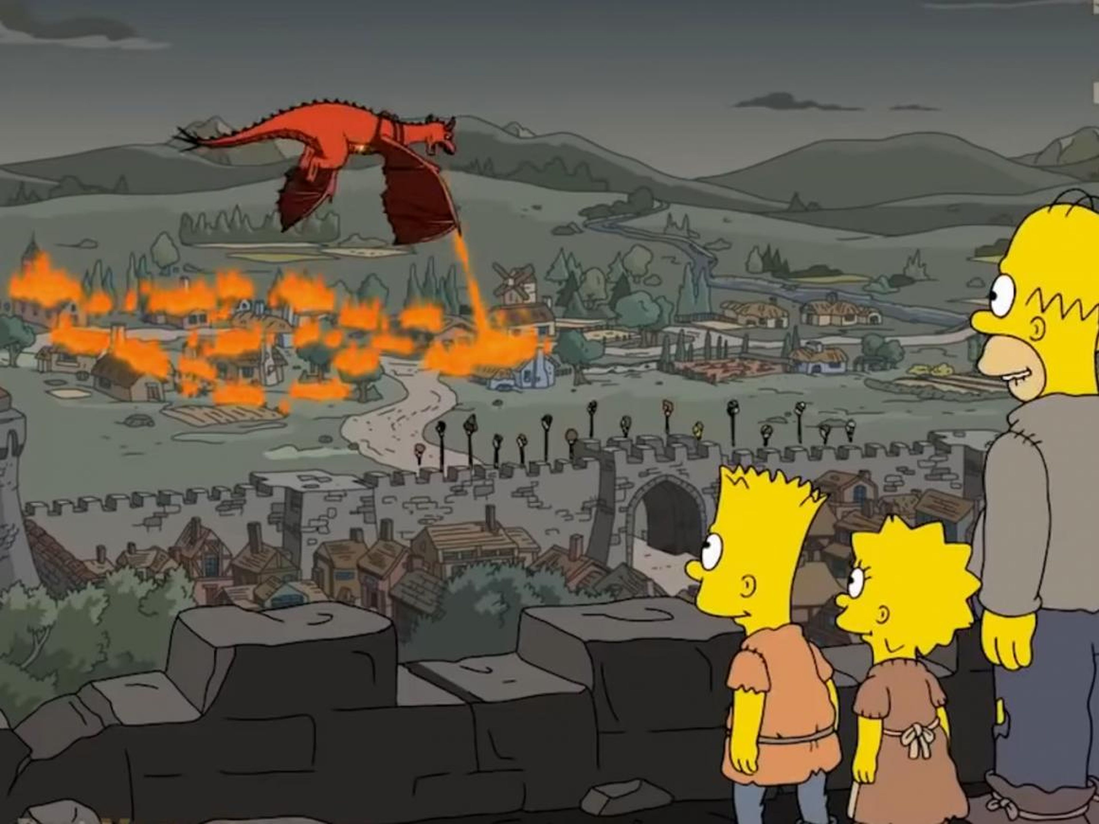 Una escena de "Los Simpsons" en la 29ª temporada en el episodio uno titulado "Los siervos".
