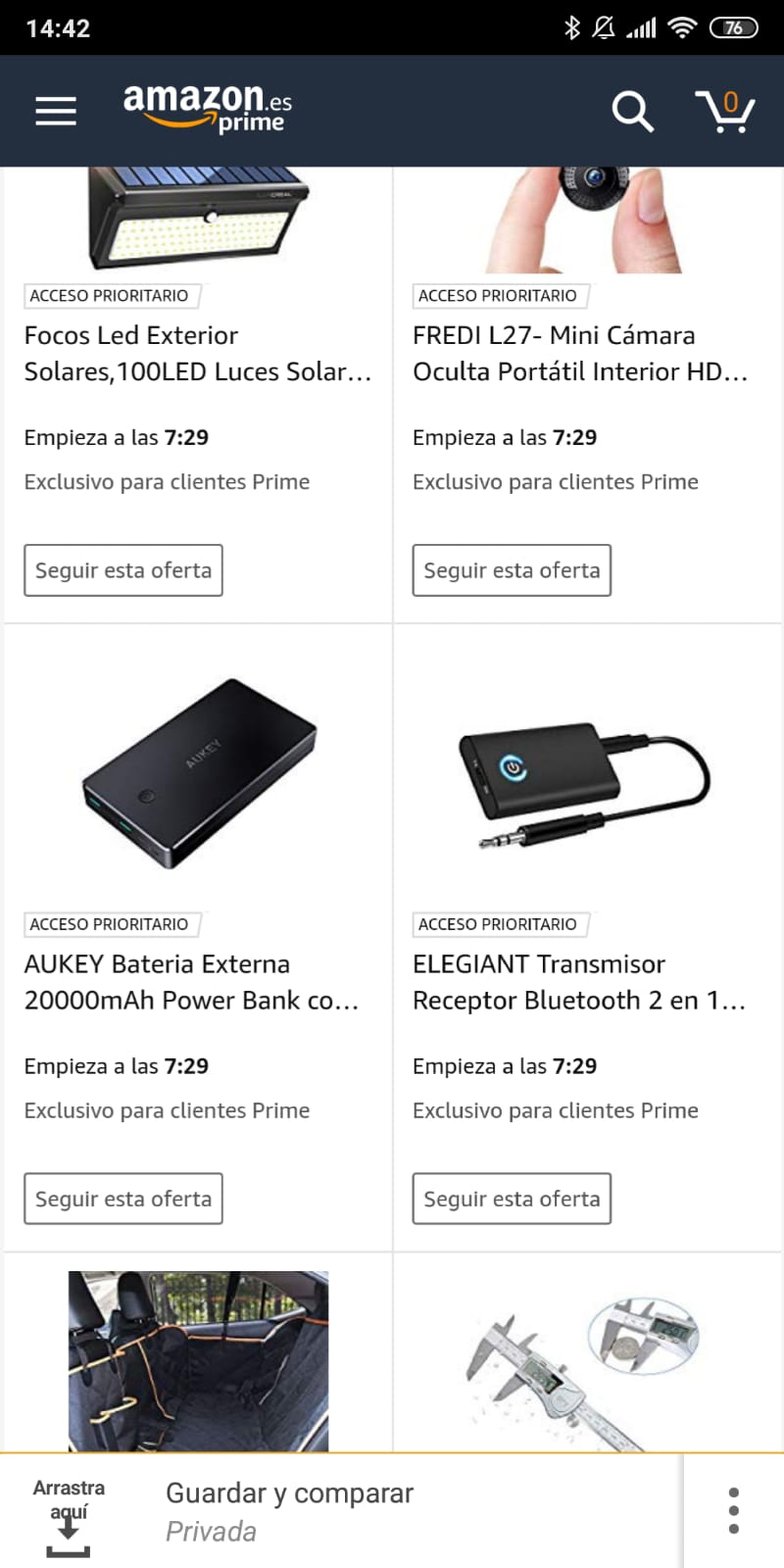 "Seguir oferta" en Amazon