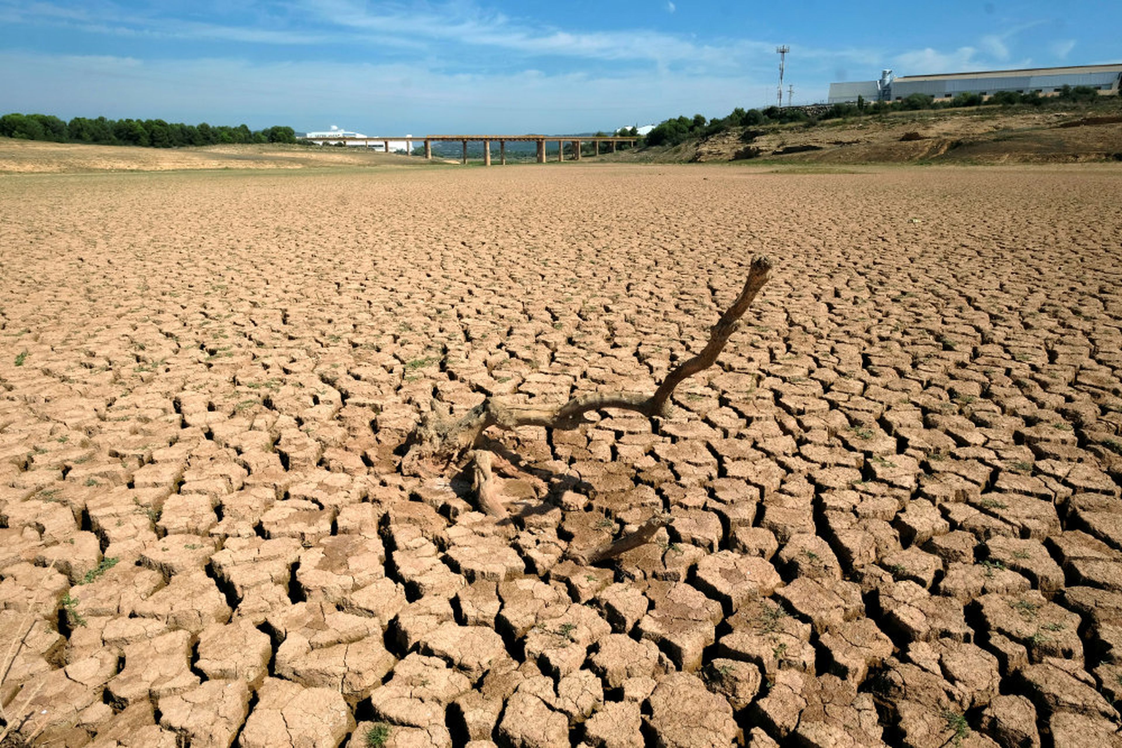 El depósito de agua María Cristina, casi vacío, durante una grave sequía cerca de Castellón,el 14 de septiembre de 2018.