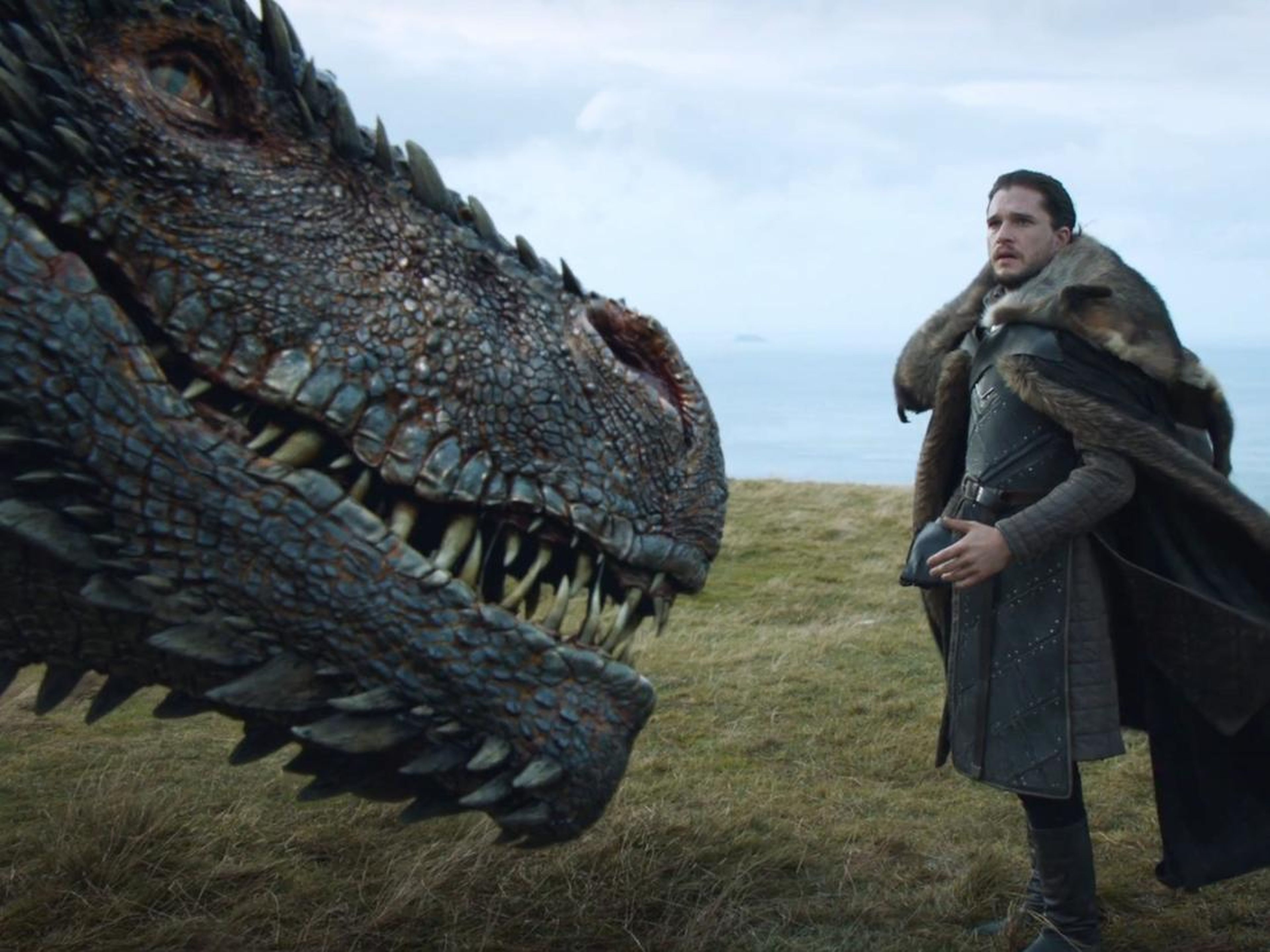 Jon Snow y Drogon en la temporada séptima.
