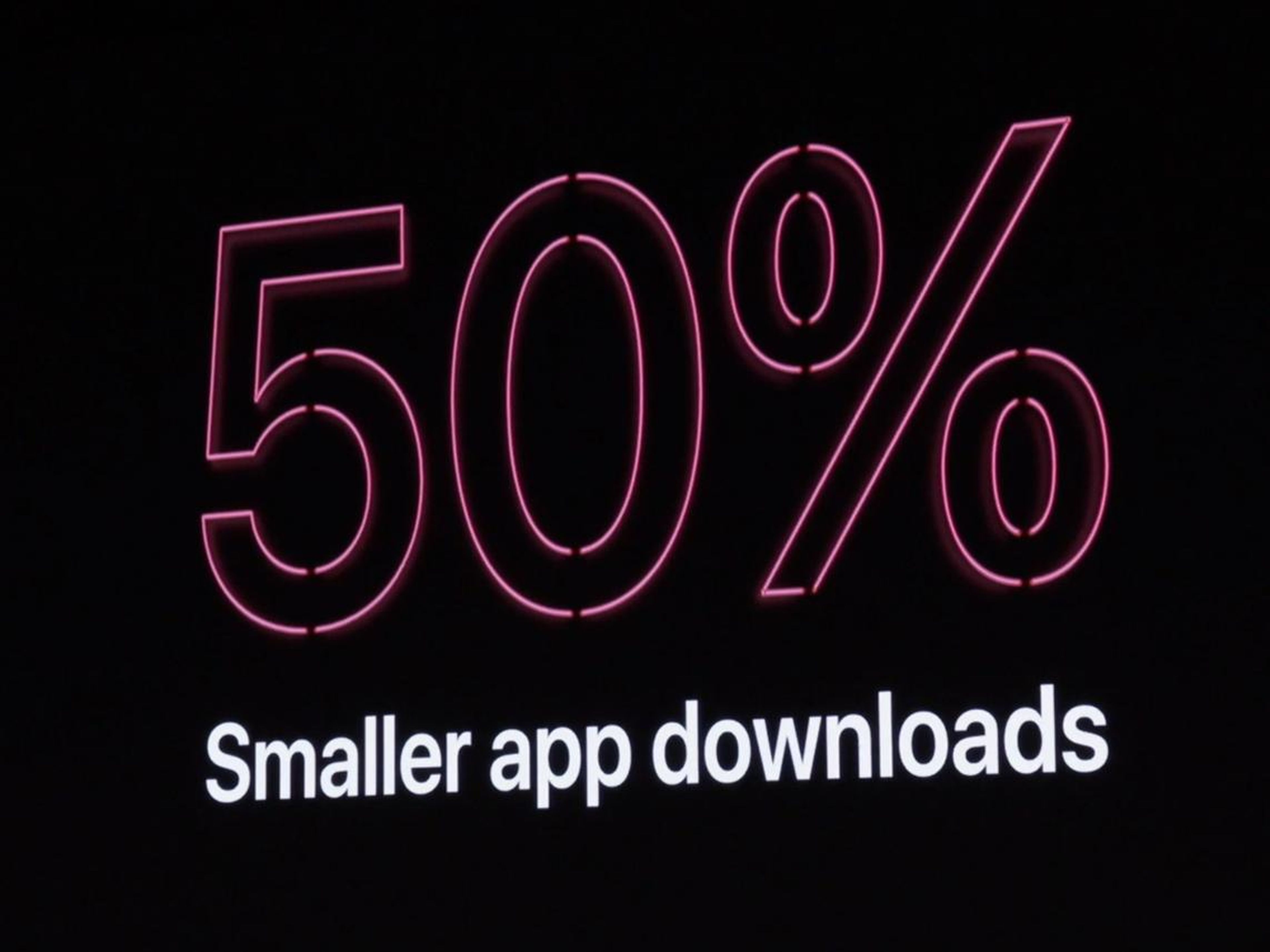 2. El tamaño de las descargas de la App Store se reduce un 50%, lo que implica que estas descargas sean más rápidas.
