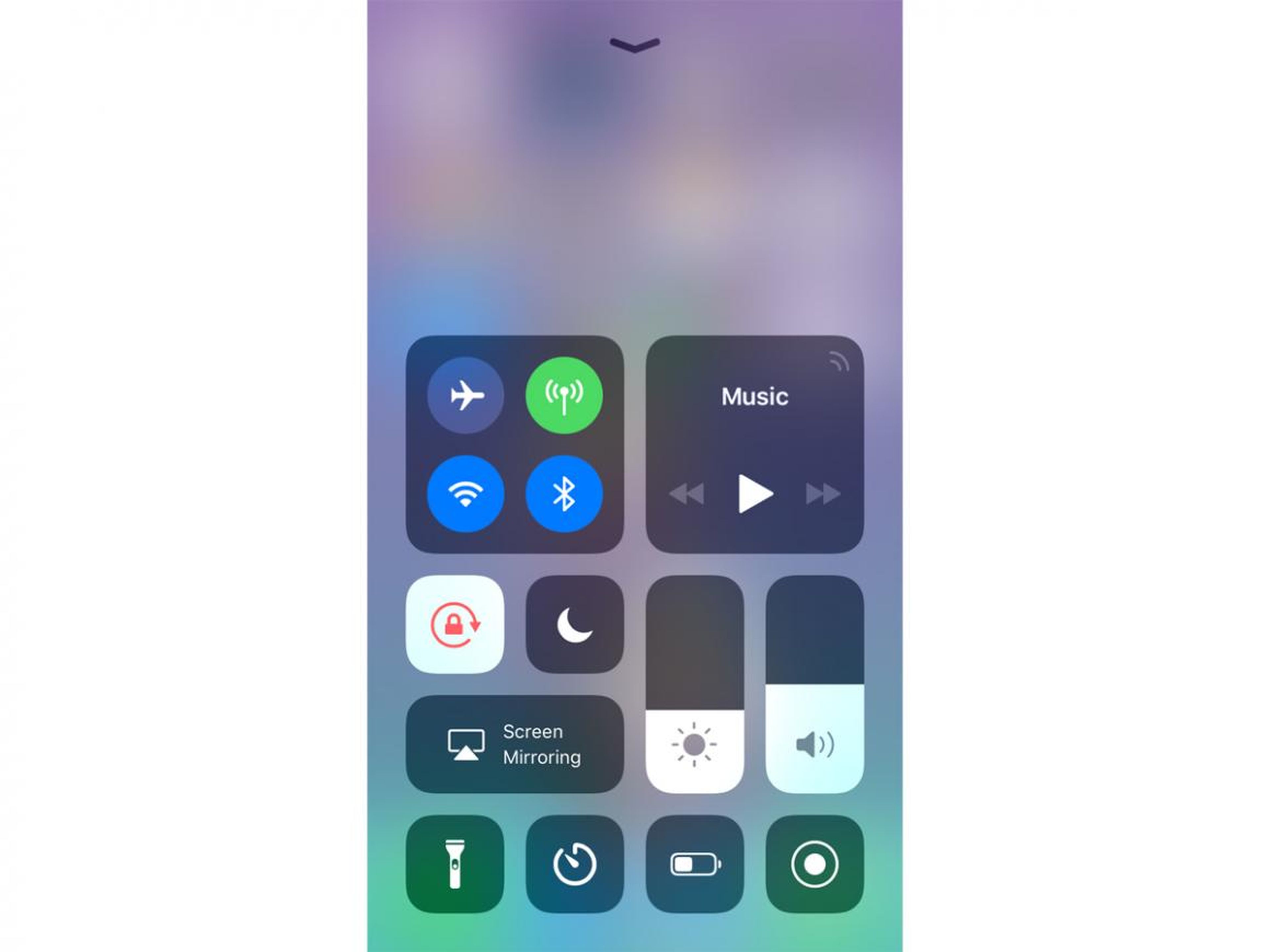 The ability to choose WiFi networks and Bluetooth devices from the Control Center