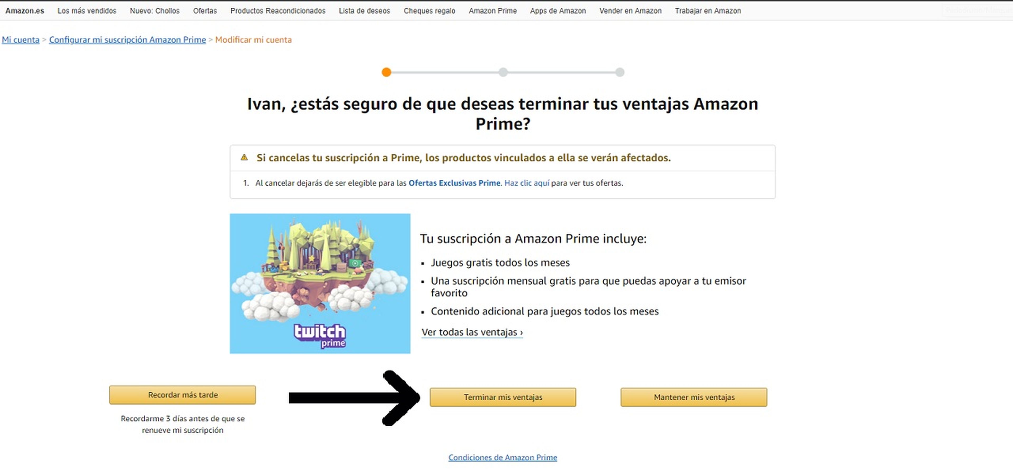 Confirmación cuenta Amazon Prime